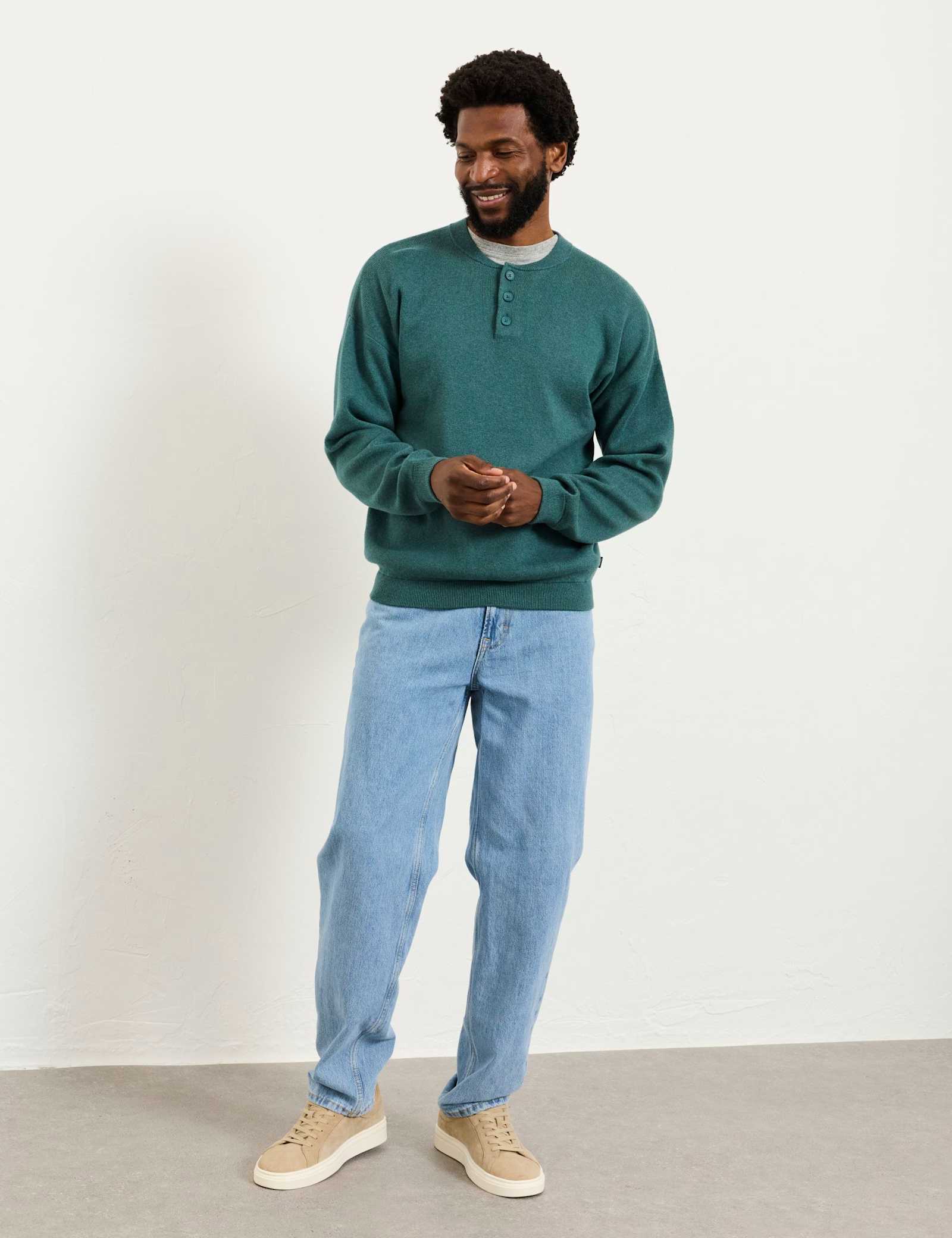 Cotton Rich Crew Neck Ribbed Jumper - image 2