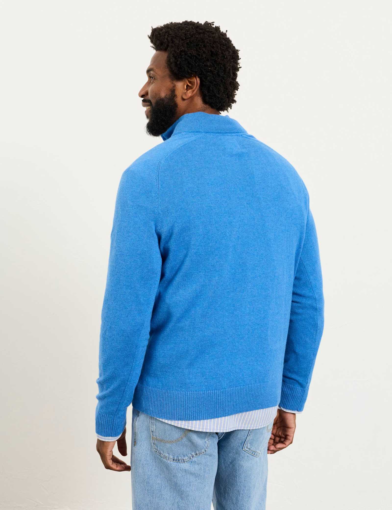 Cotton Rich Funnel Neck Half Zip Jumper - image 3