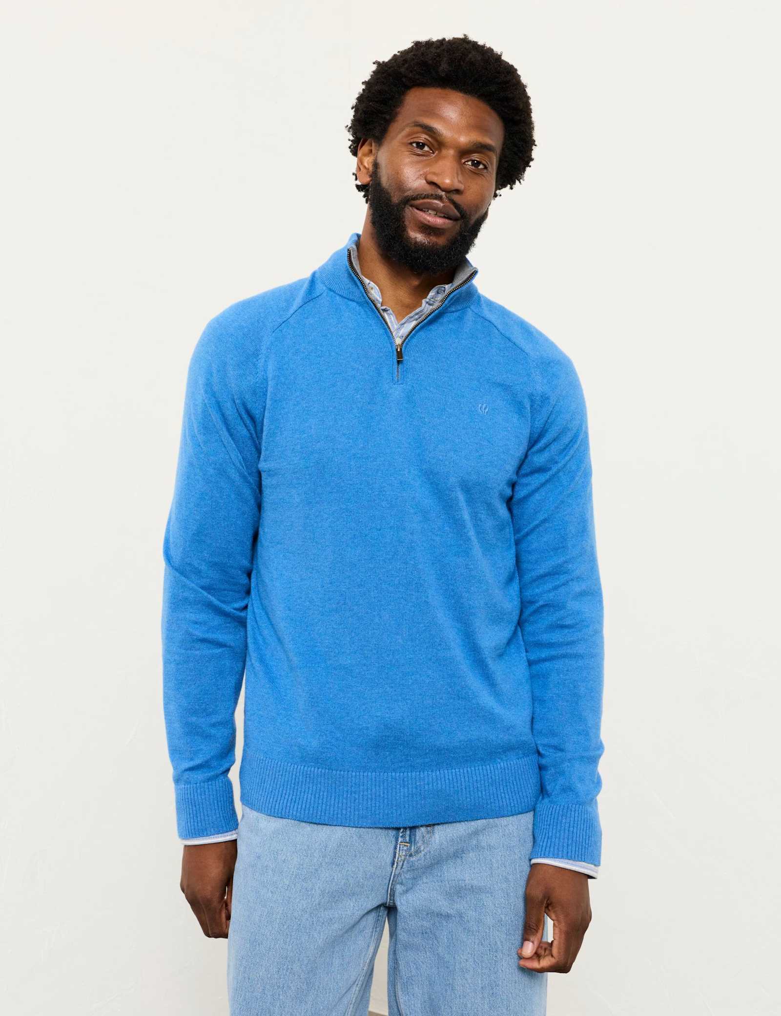 Cotton Rich Funnel Neck Half Zip Jumper - image 4
