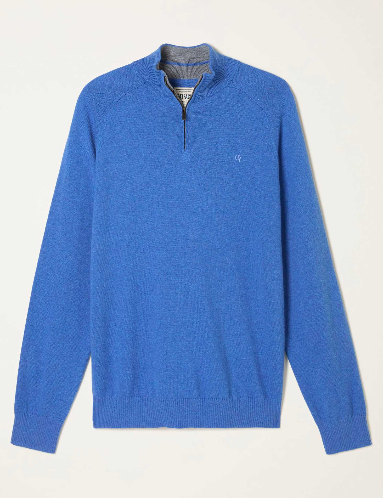 Cotton Rich Funnel Neck Half Zip Jumper - image 1