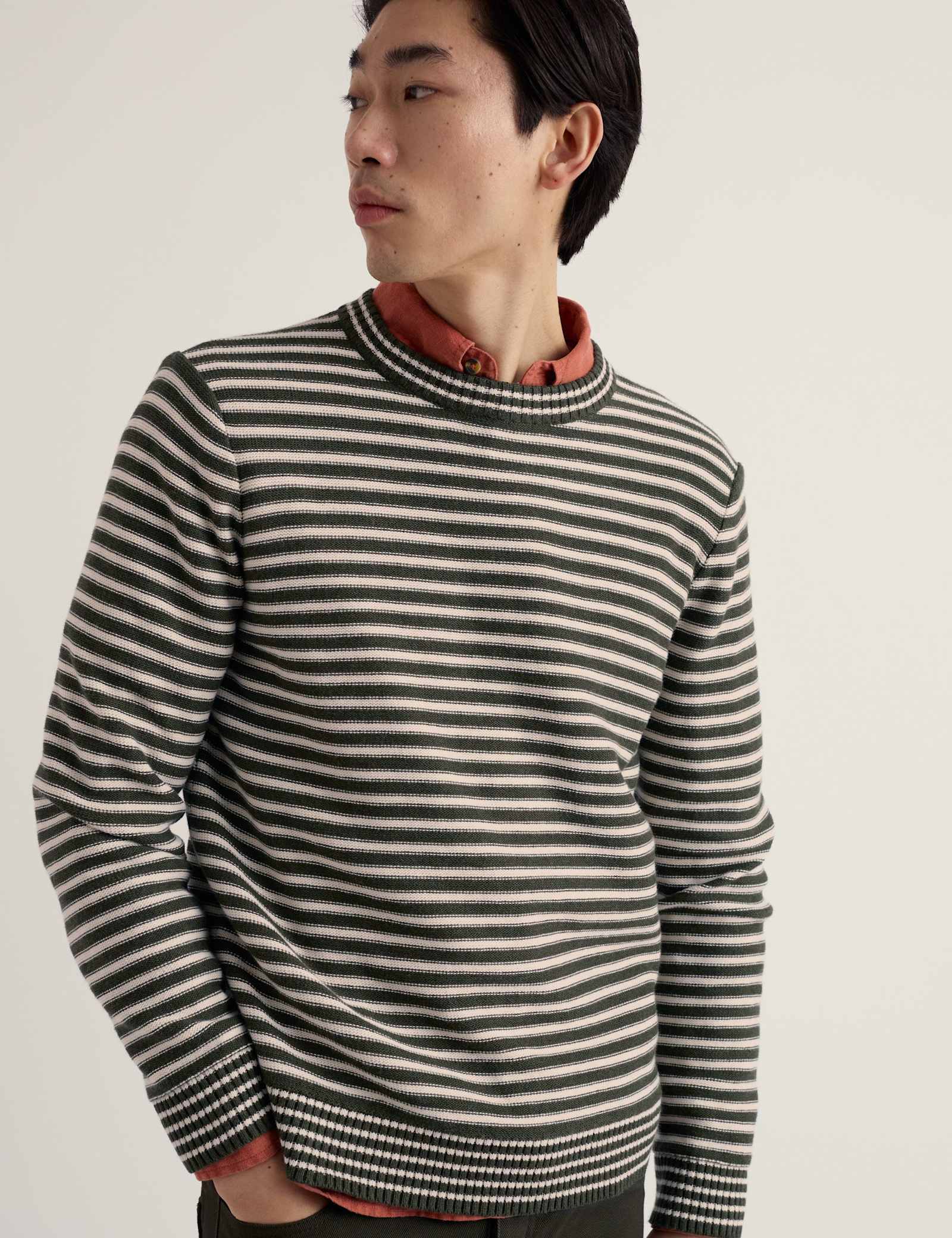 Pure Cotton Striped Crew Neck Jumper - image 2