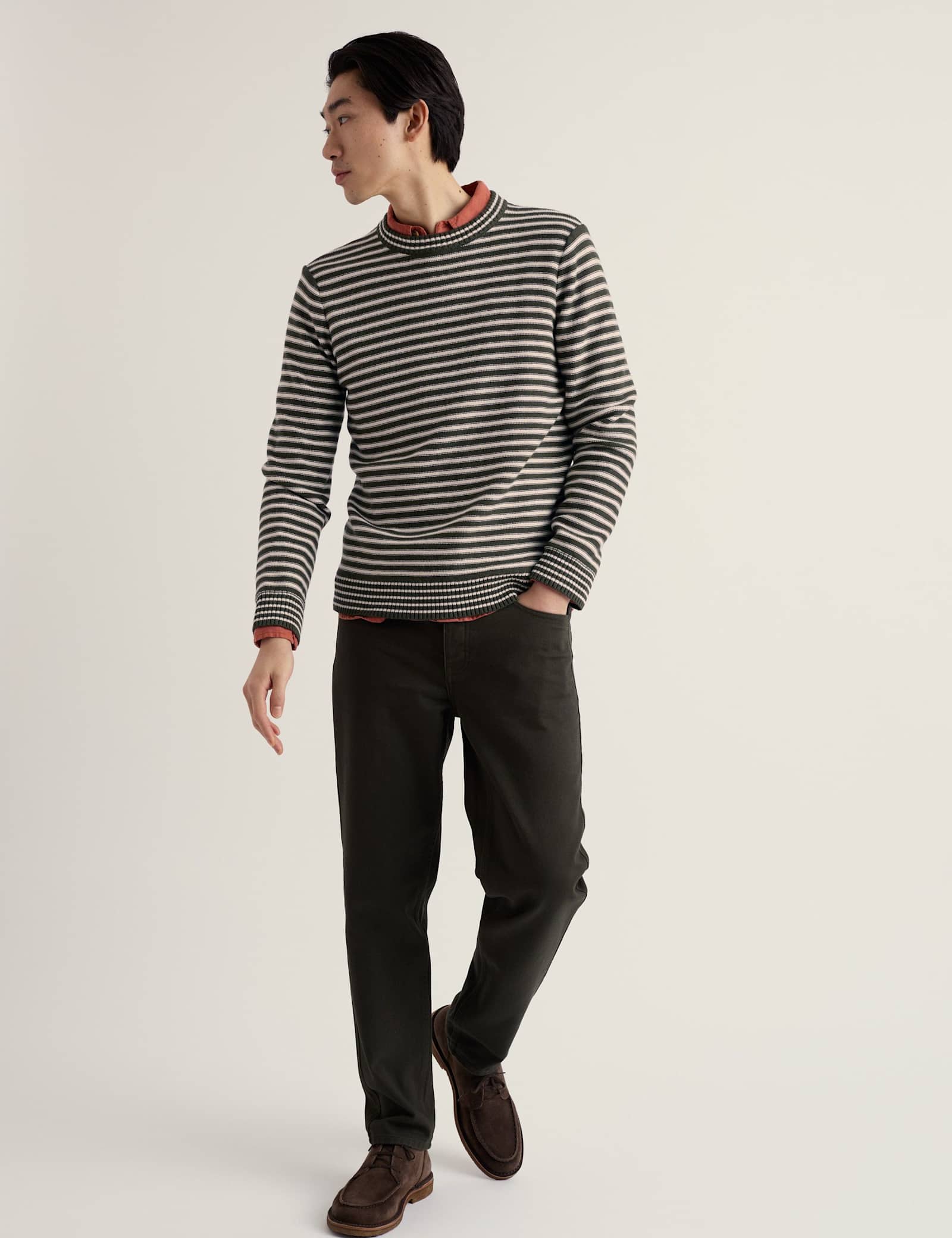 Pure Cotton Striped Crew Neck Jumper - image 5