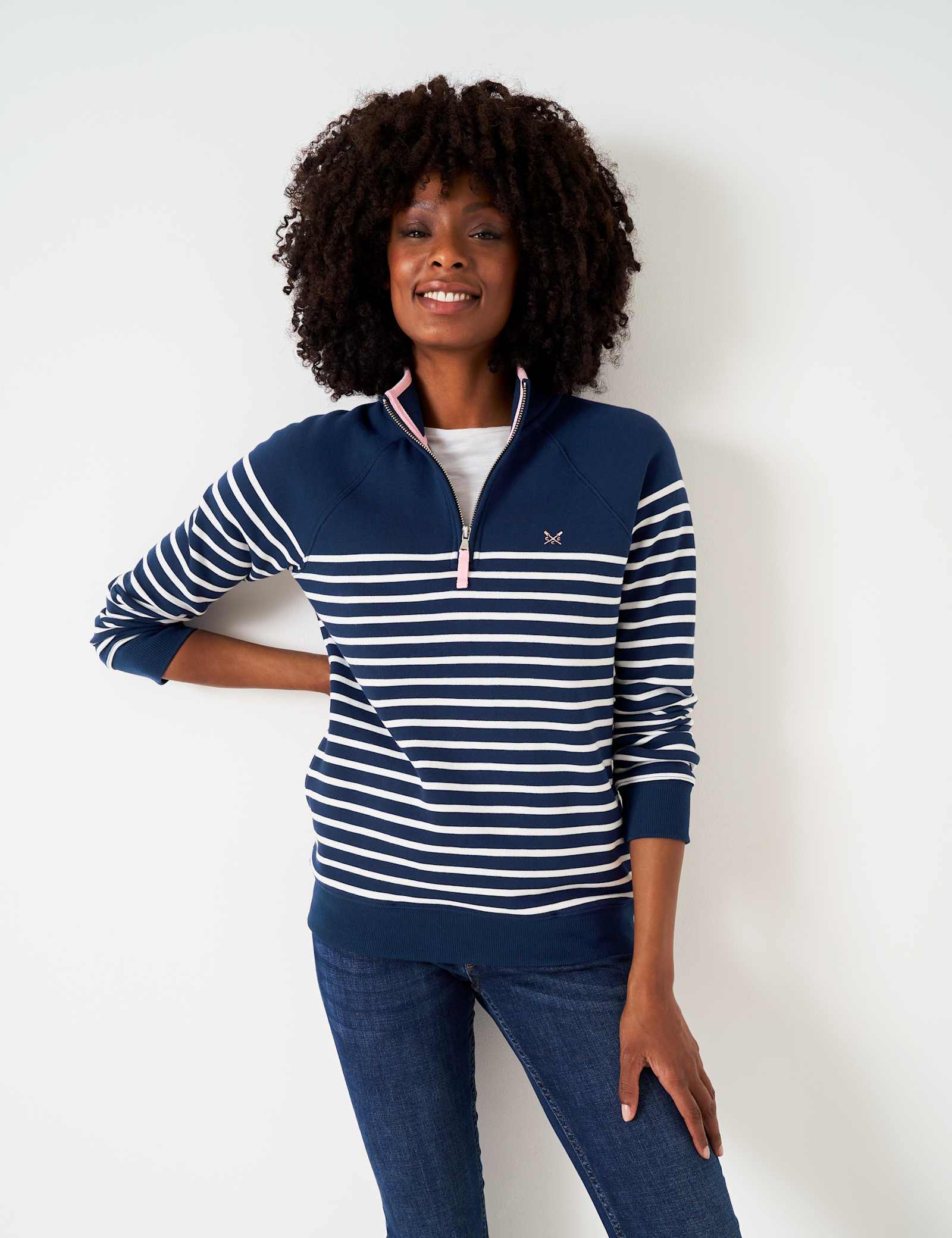 Cotton Rich Striped Half Zip Sweatshirt - image 2