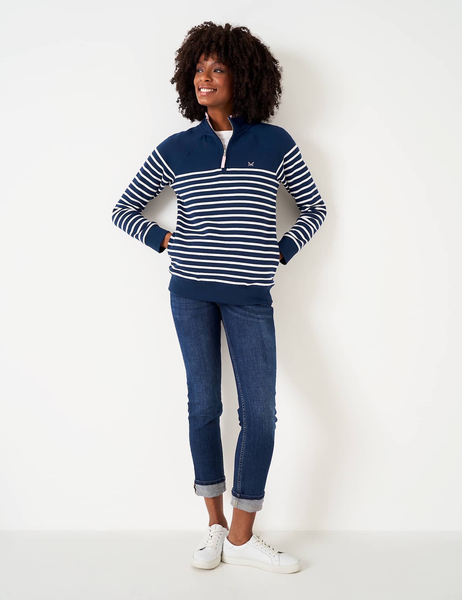 Cotton Rich Striped Half Zip Sweatshirt - image 5