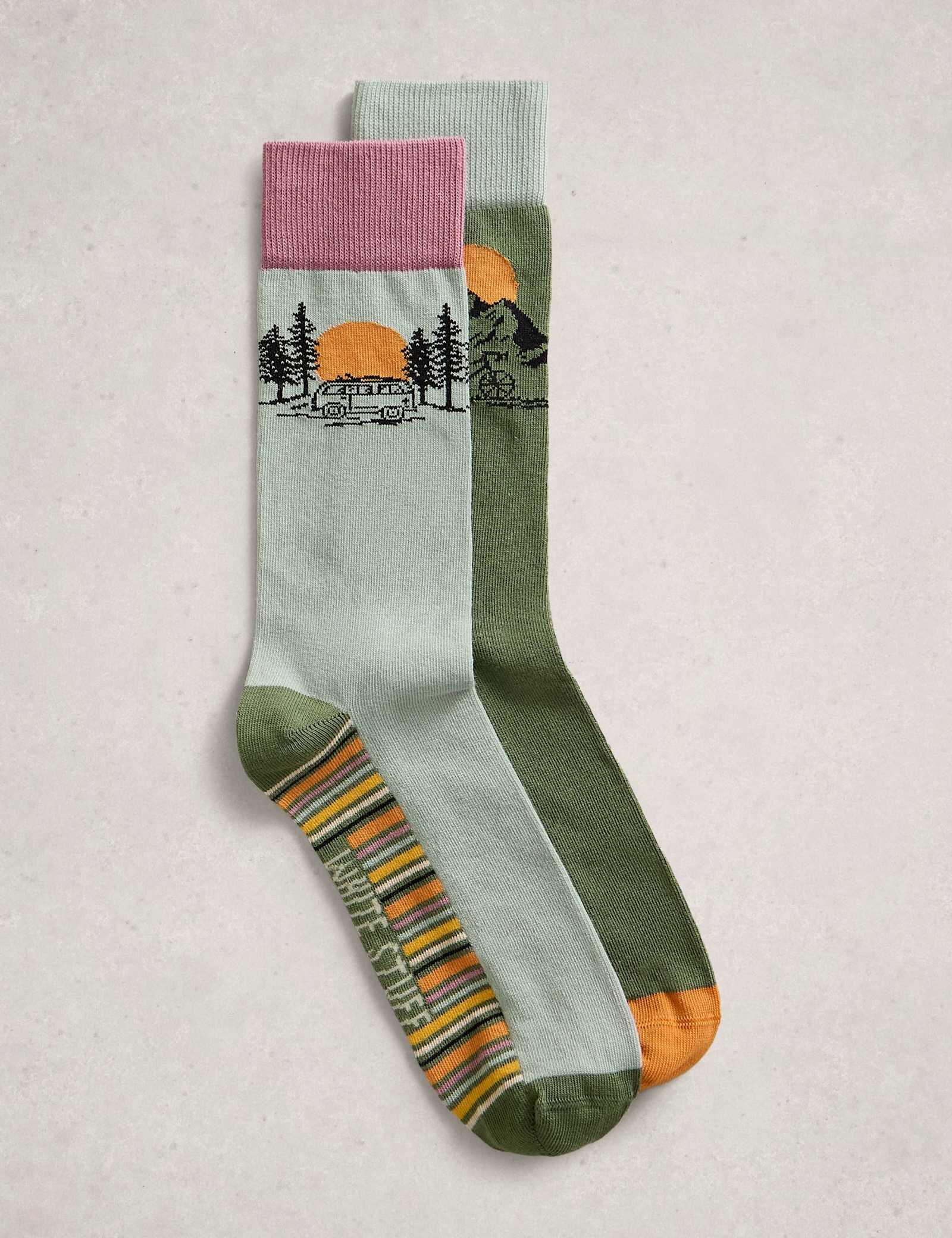 2 Pack Sunset Adventure Cotton Rich Socks - image 1