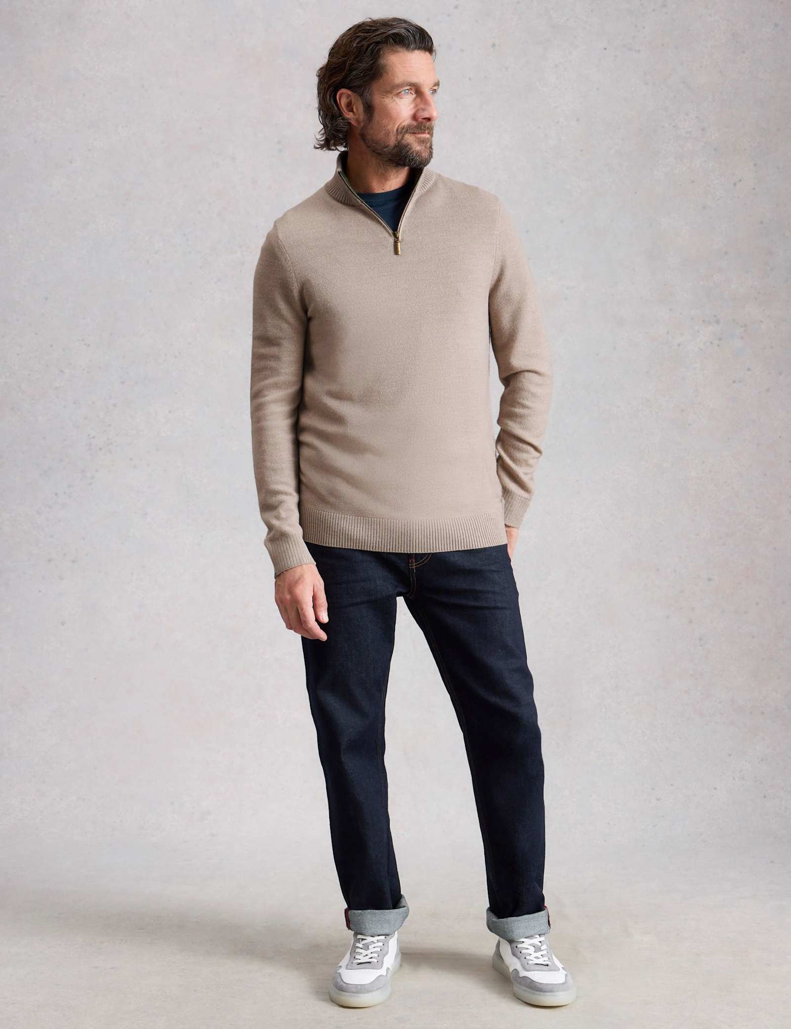 Pure Merino Wool Funnel Neck Half Zip Jumper - image 4