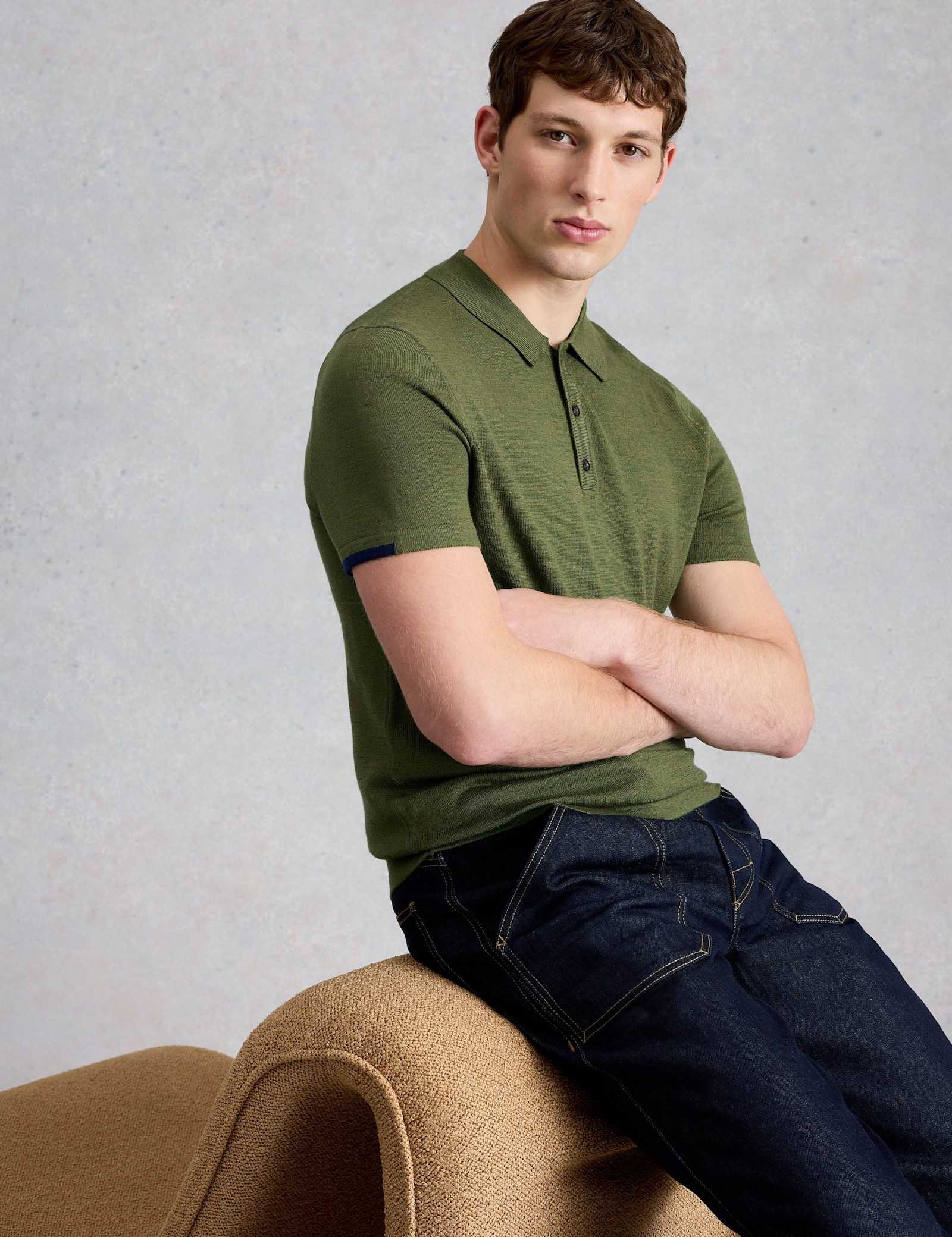 Pure Merino Wool Knitted Polo Shirt - image 5