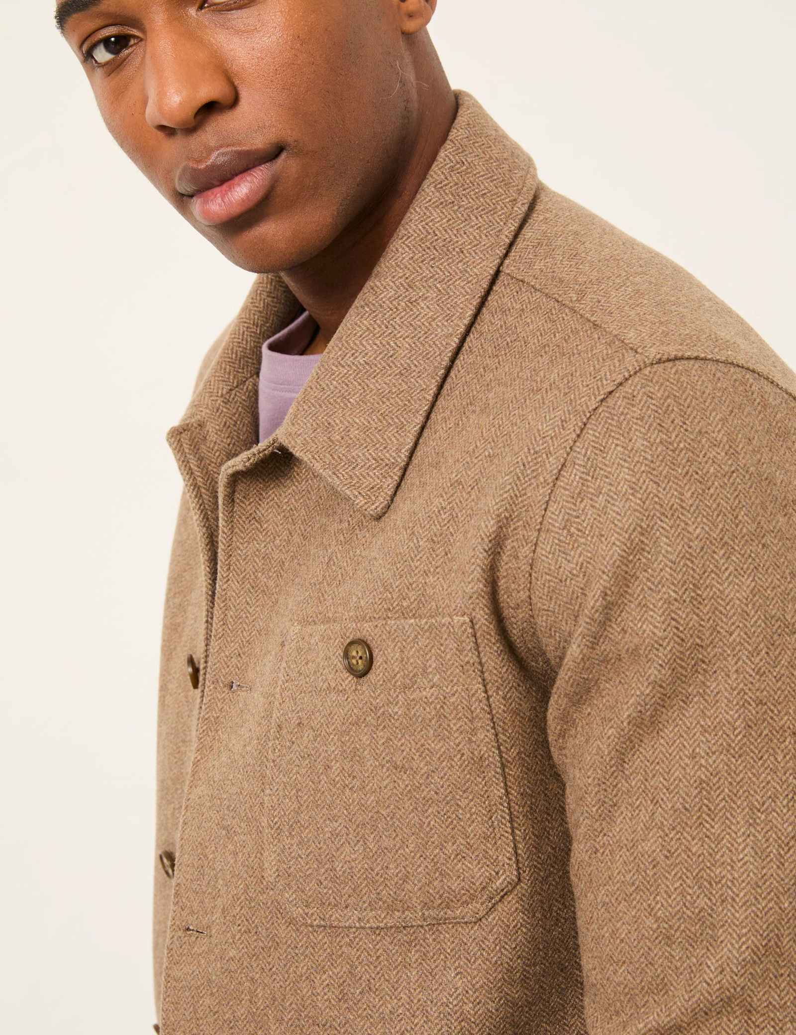 Wool Blend Herringbone Utility Jacket - image 3