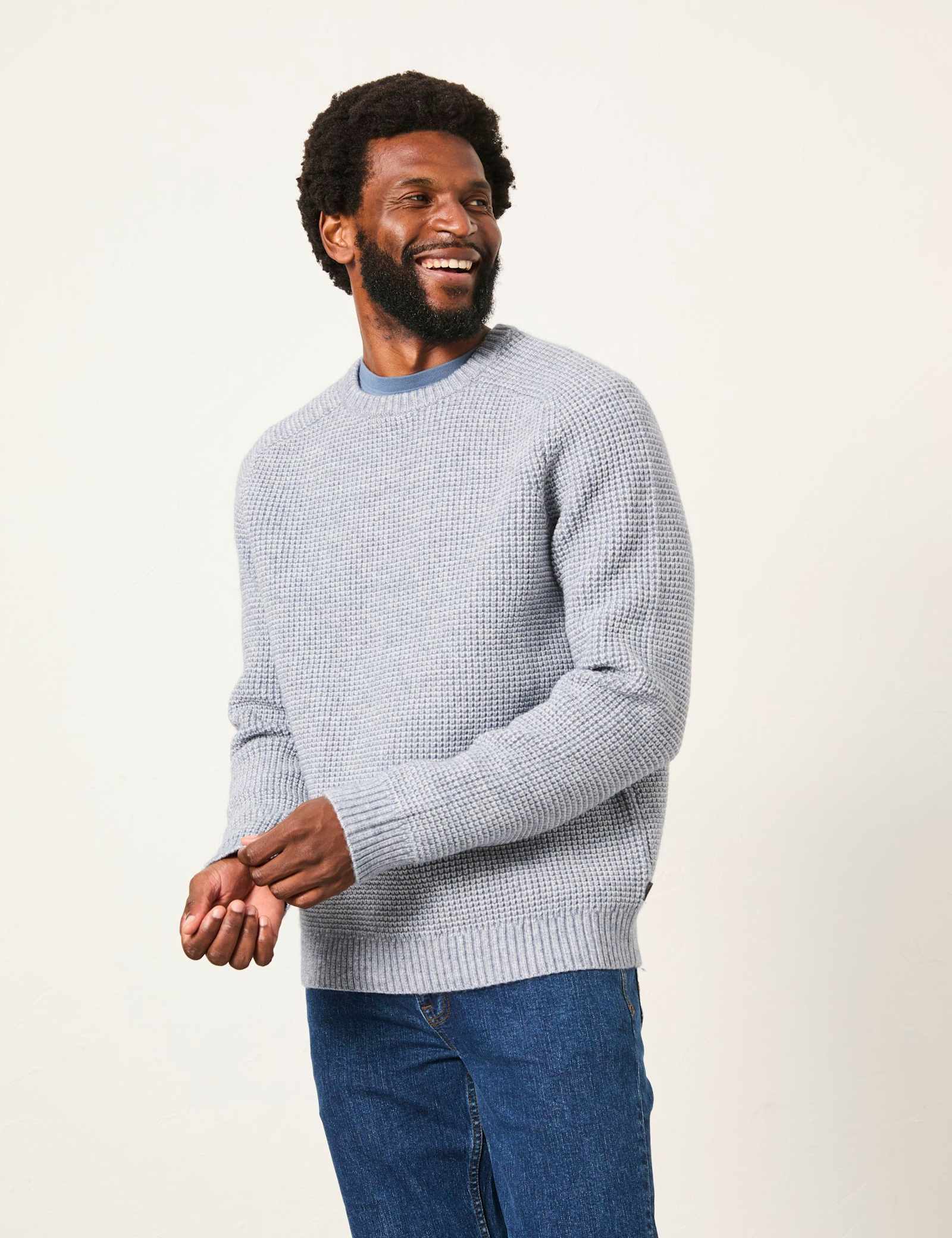 Textured Crew Neck Jumper with Wool - image 2