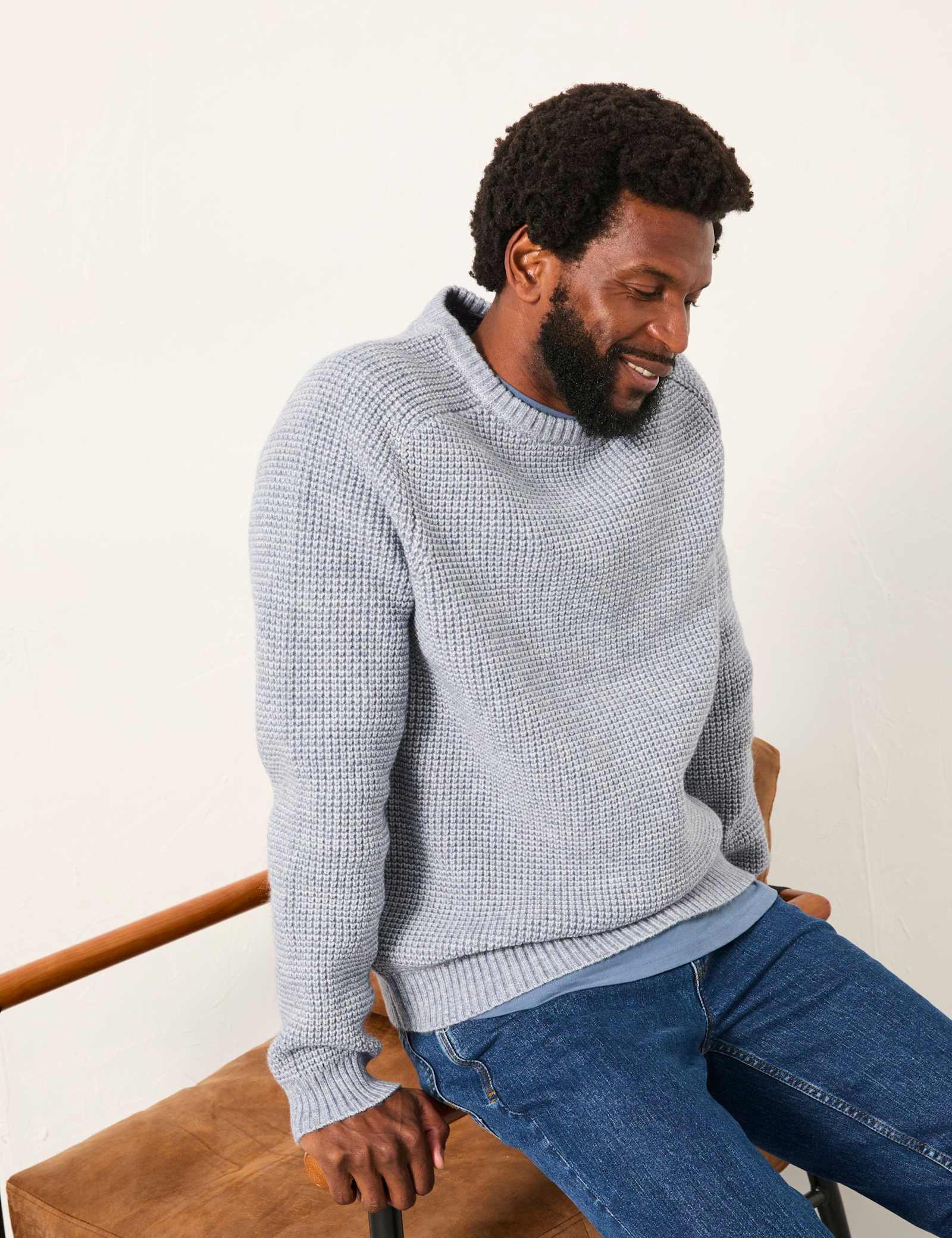 Textured Crew Neck Jumper with Wool - image 5