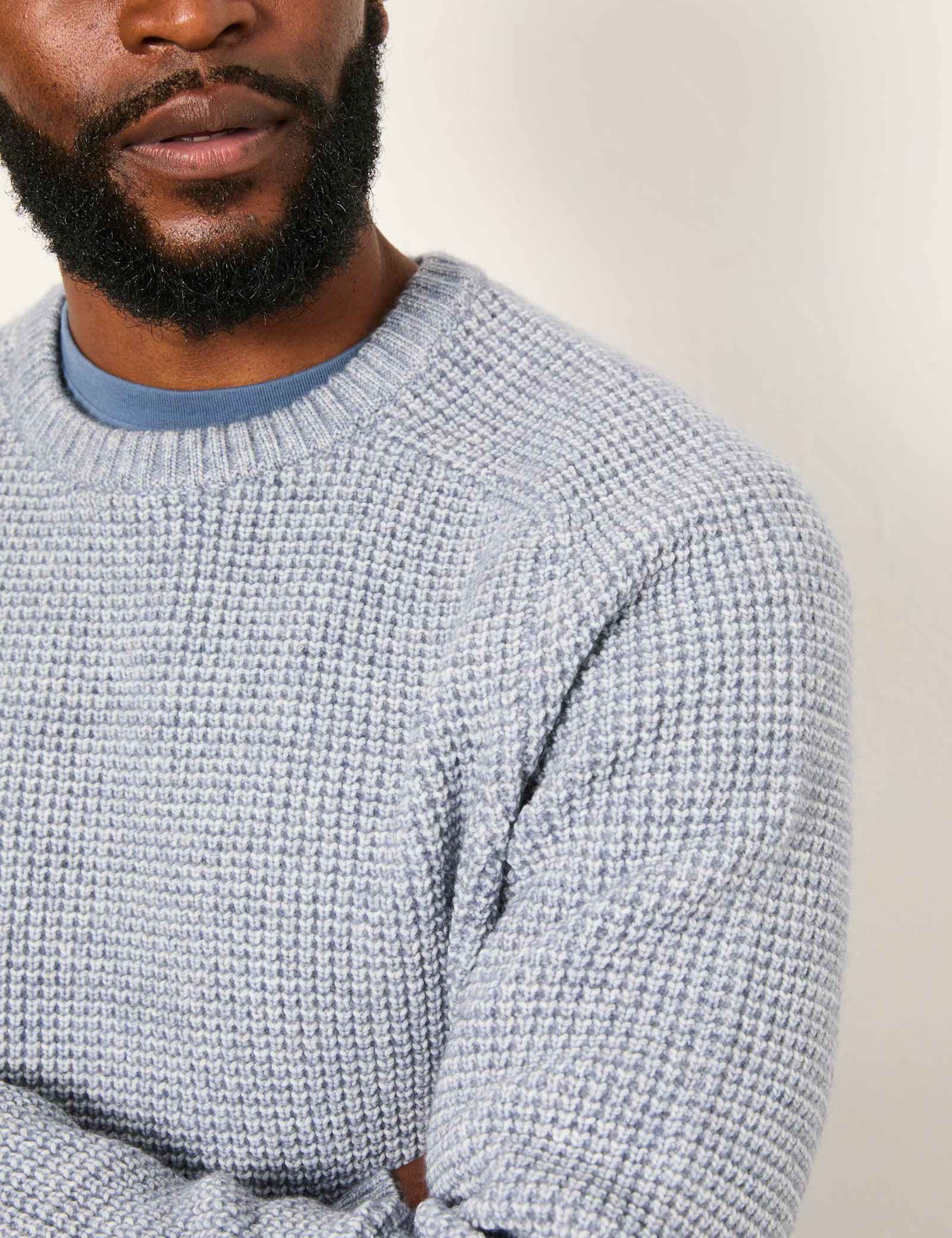 Textured Crew Neck Jumper with Wool - image 3