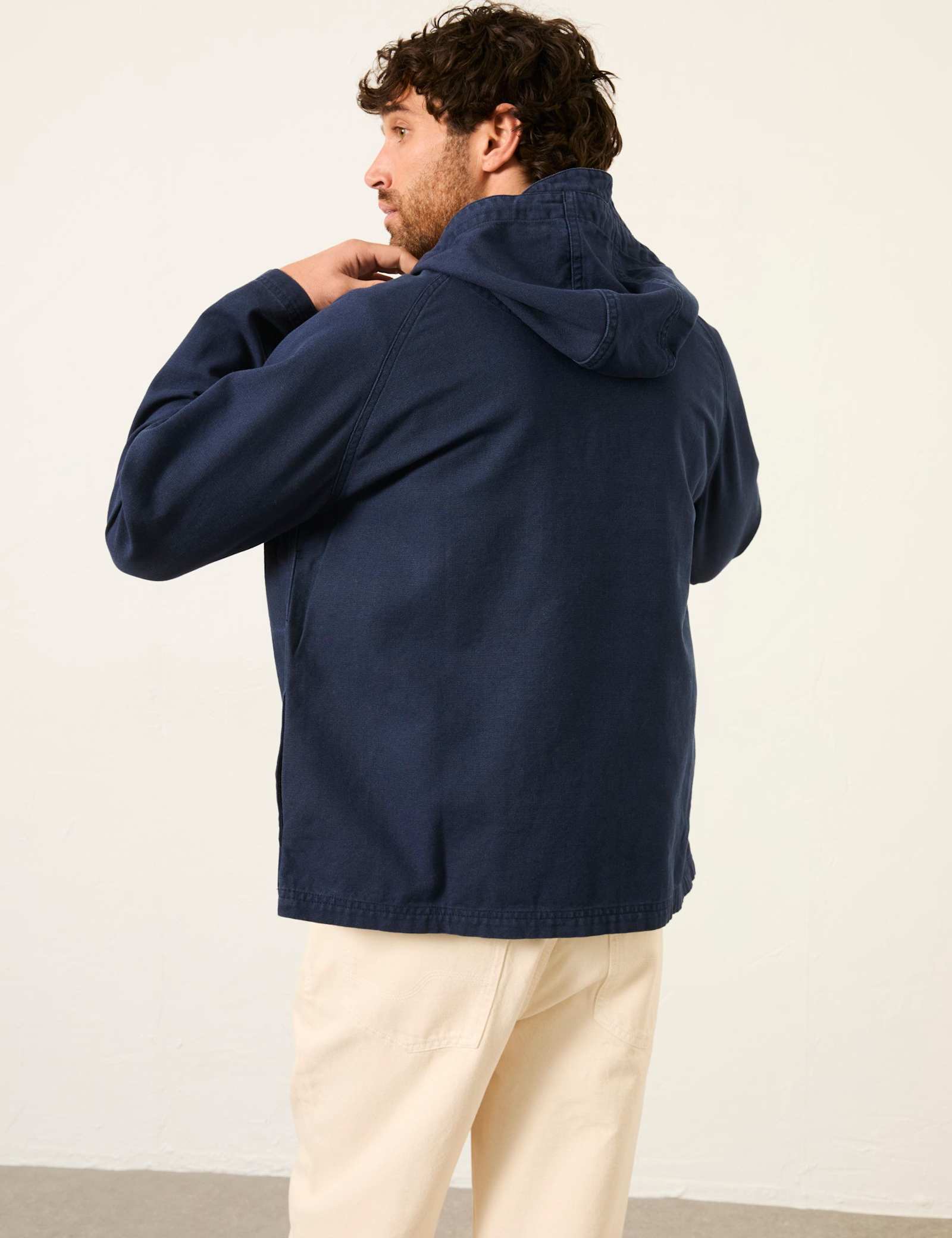 Canvas Hooded Half Zip Utility Jacket - image 4