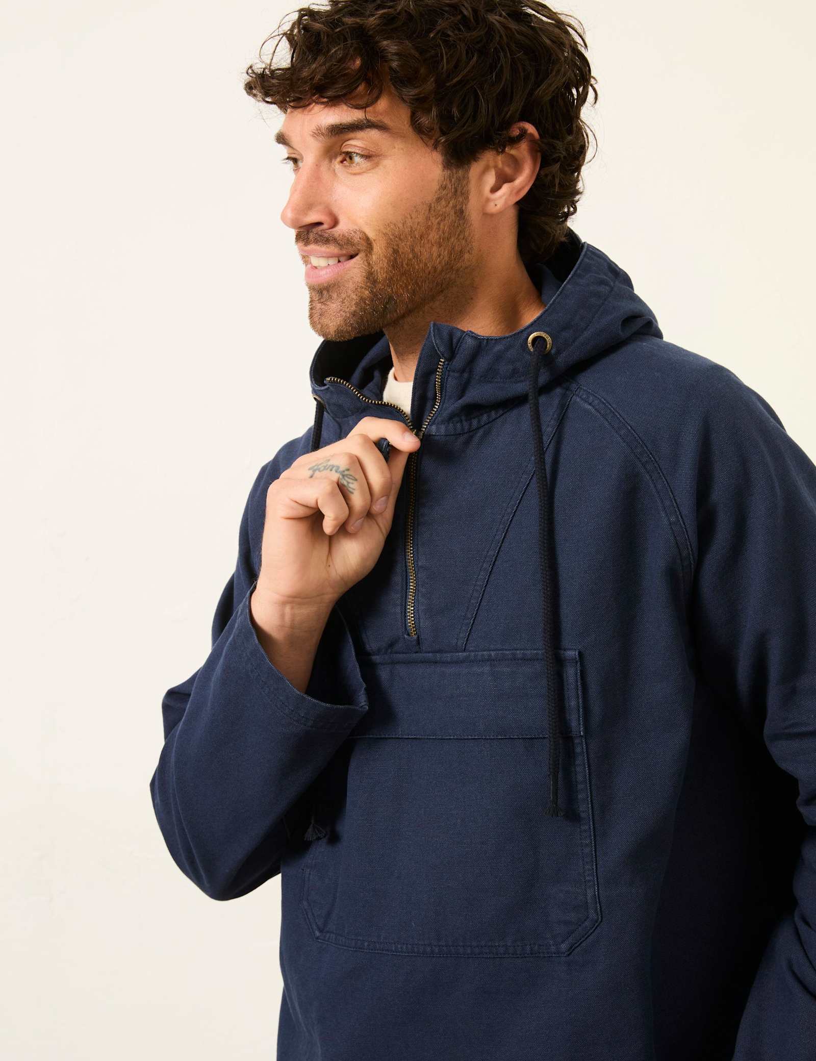 Canvas Hooded Half Zip Utility Jacket - image 3