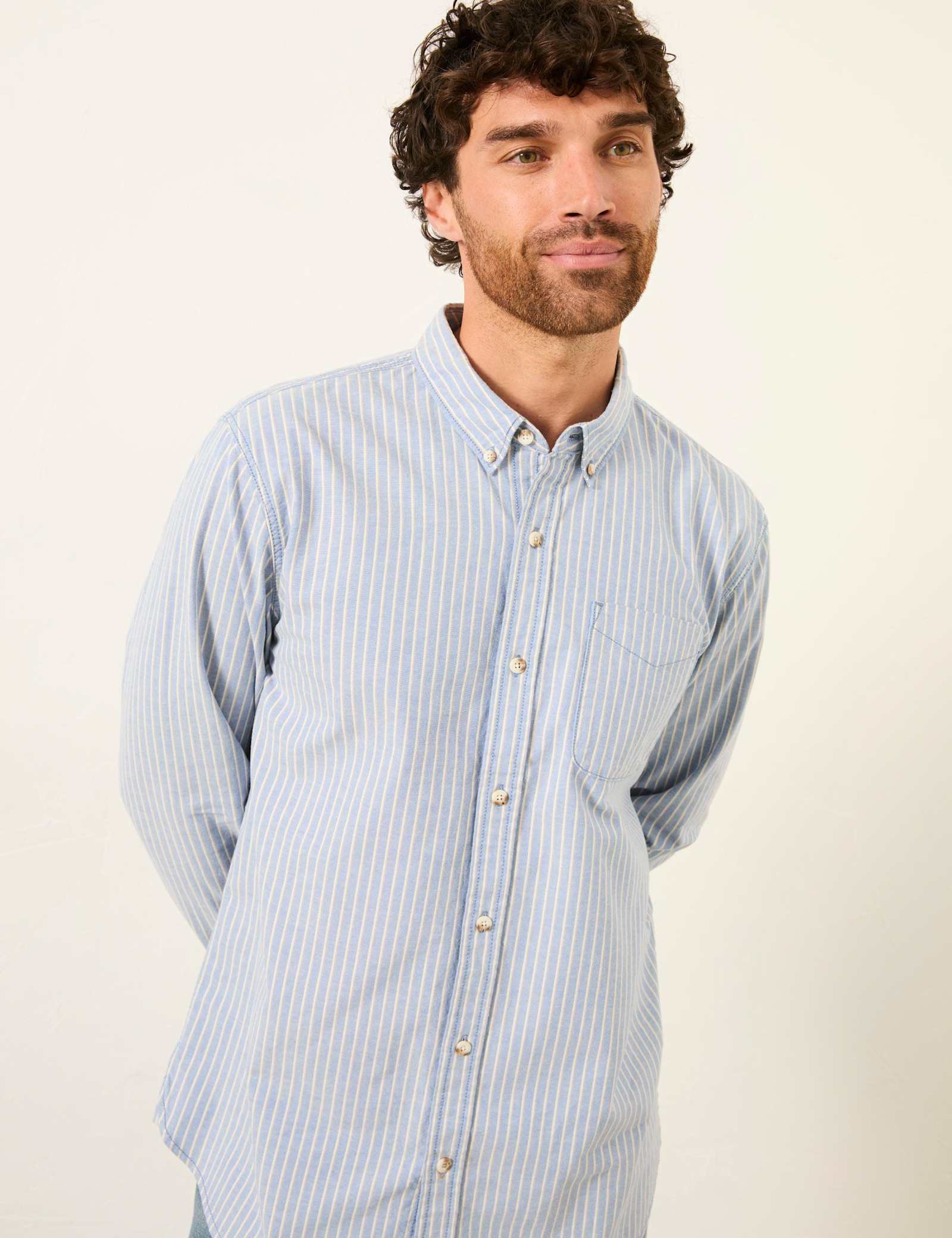Regular Fit Pure Cotton Striped Oxford Shirt - image 4