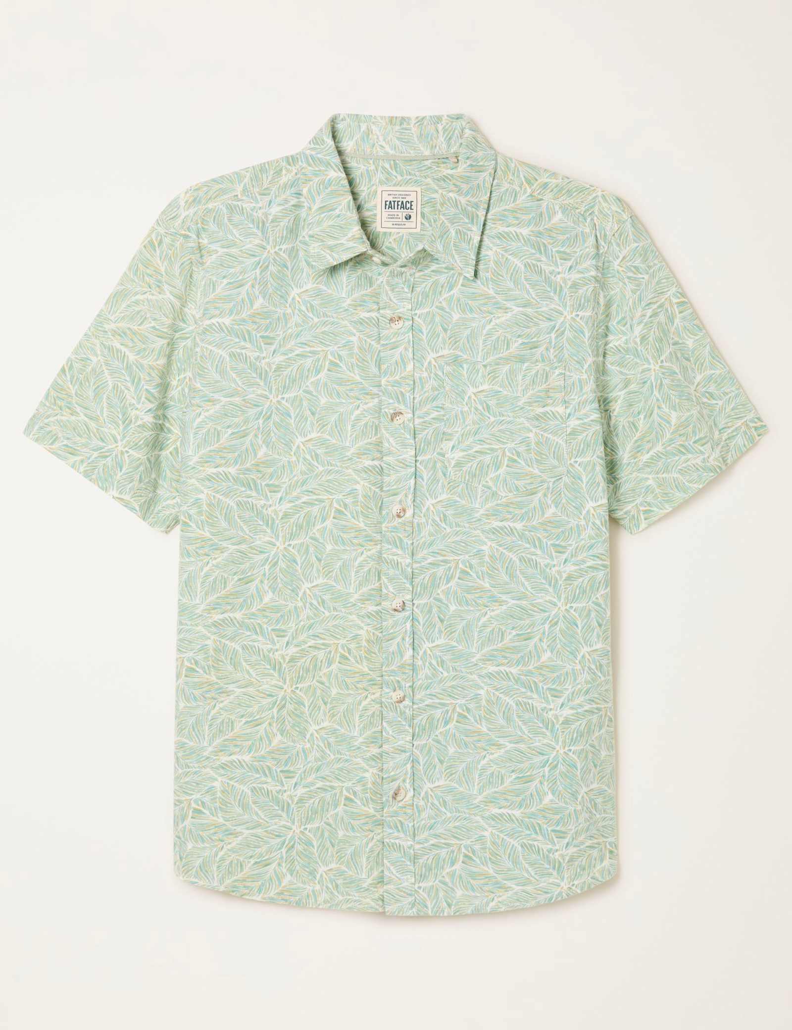 Regular Fit Pure Cotton Leaf Print Short Sleeve Shirt - image 1