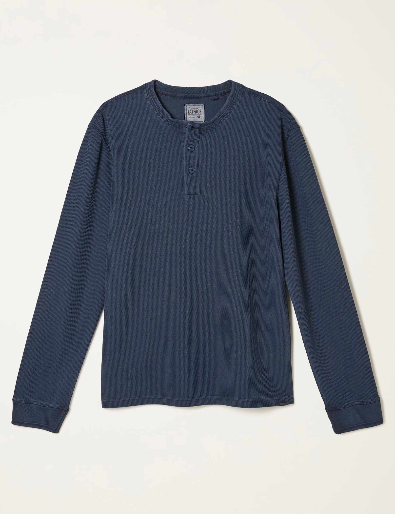 Pure Cotton Textured Henley T-Shirt - image 1