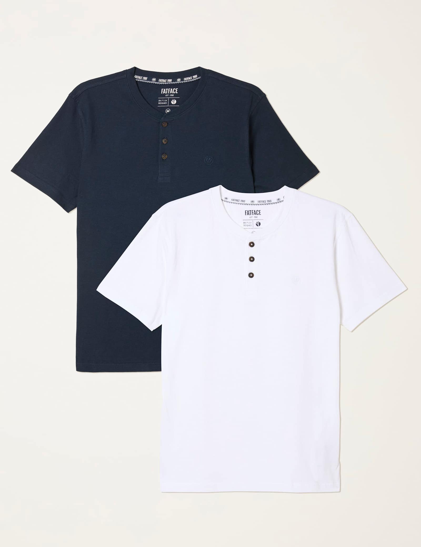 2 Pack Pure Cotton Henley T-Shirts - image 1