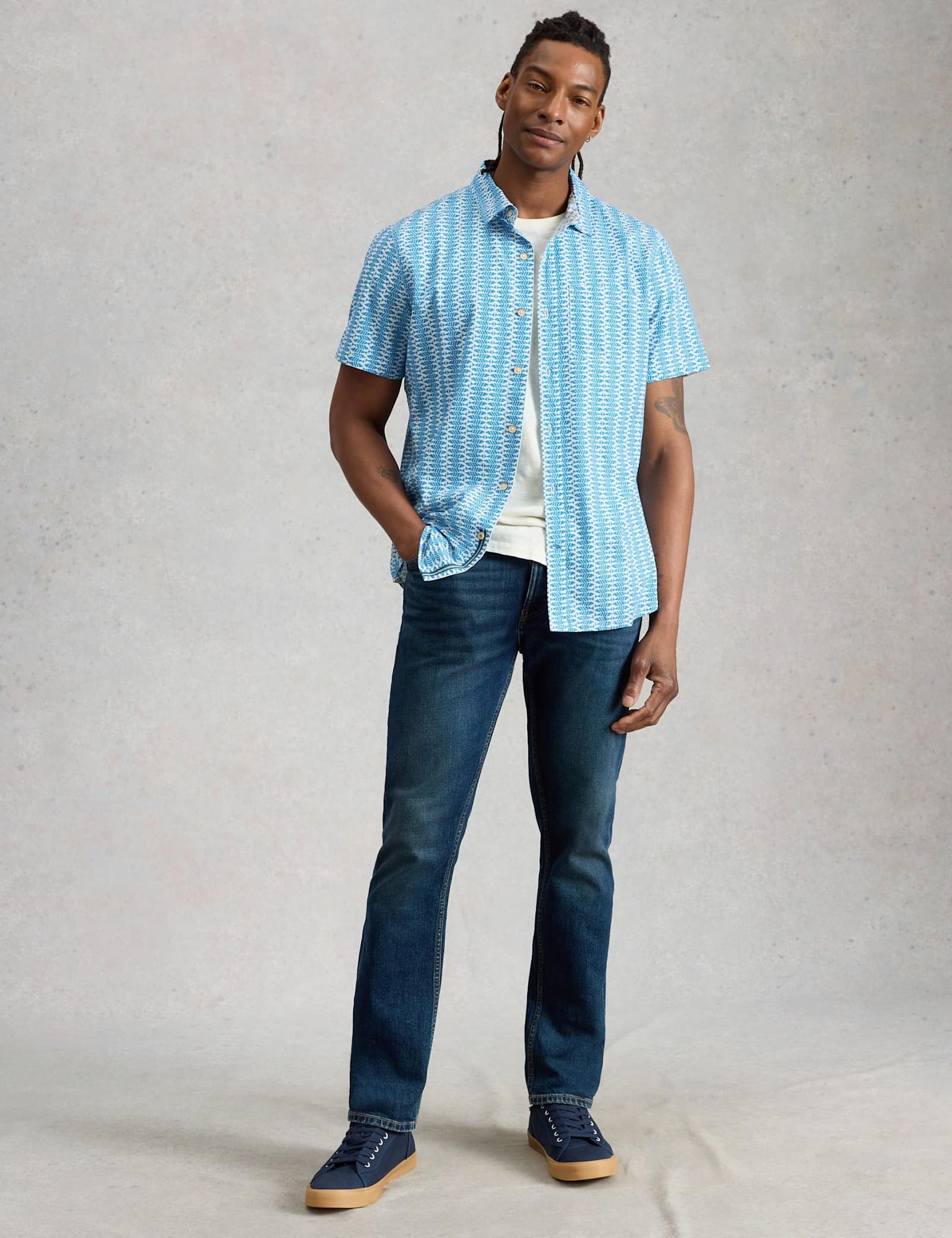 Slim Fit Fish Print Short Sleeve Shirt - image 2