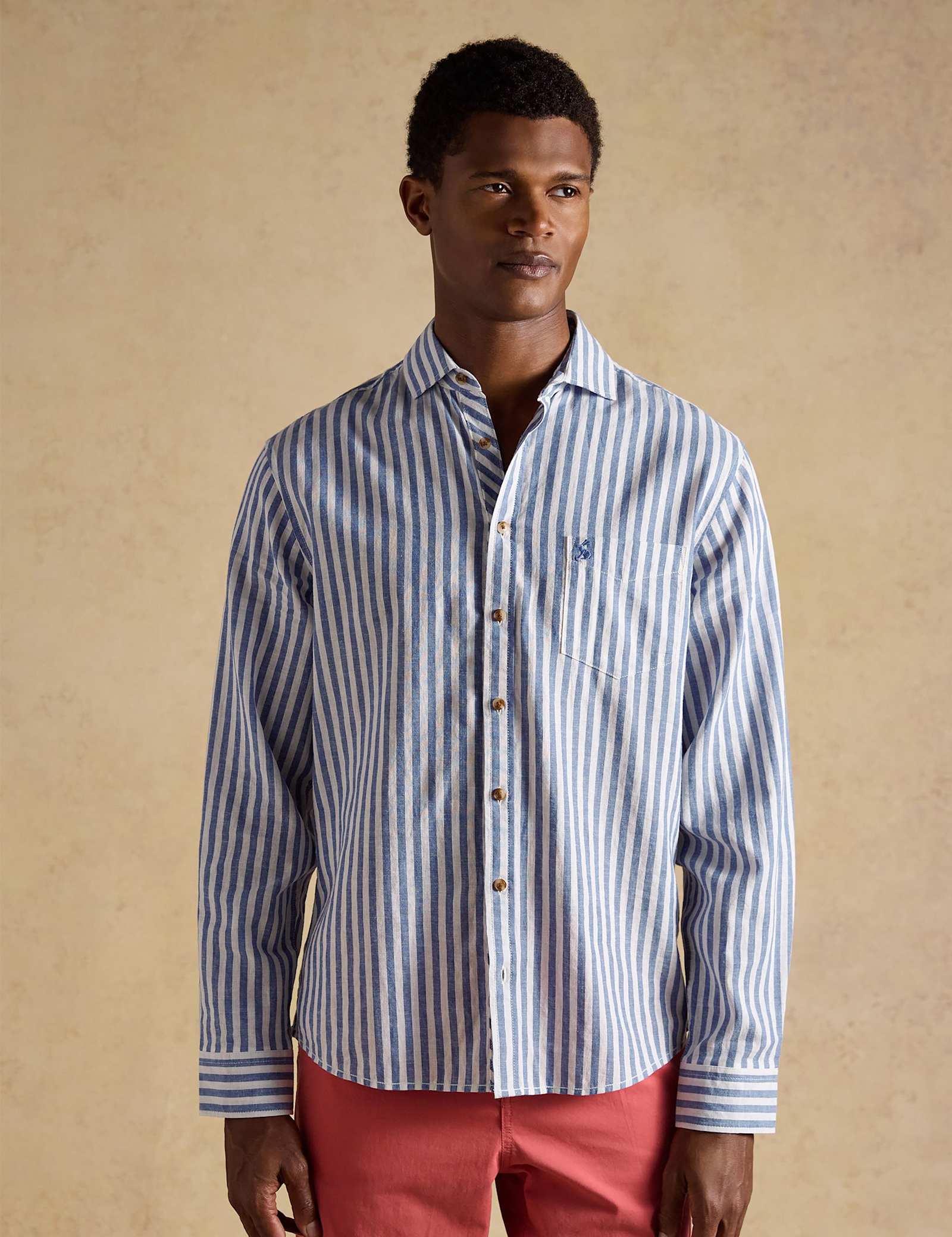 Regular Fit Linen Rich Striped Shirt - image 4