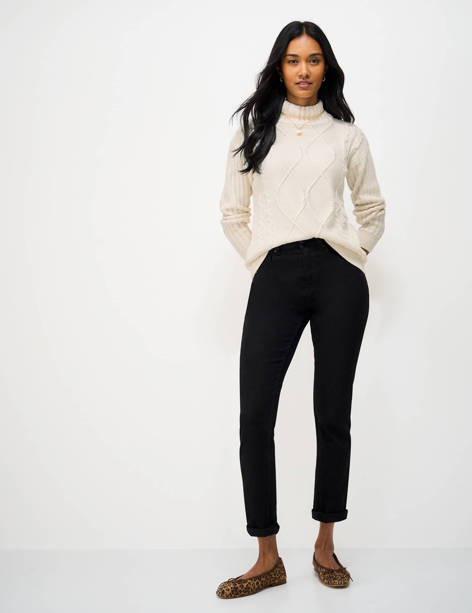 Pure Cotton Cable Knit Roll Neck Jumper - image 2