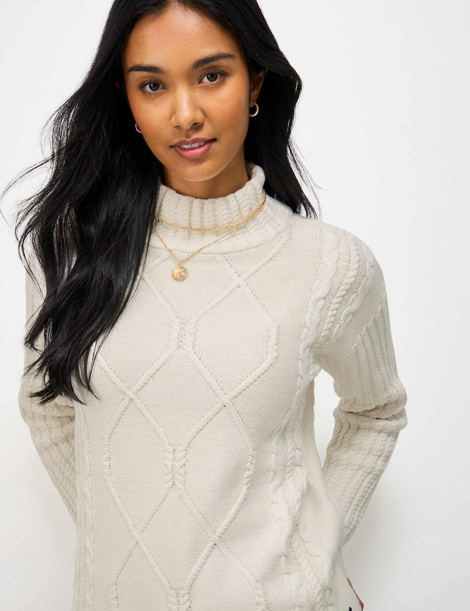 Pure Cotton Cable Knit Roll Neck Jumper - image 4