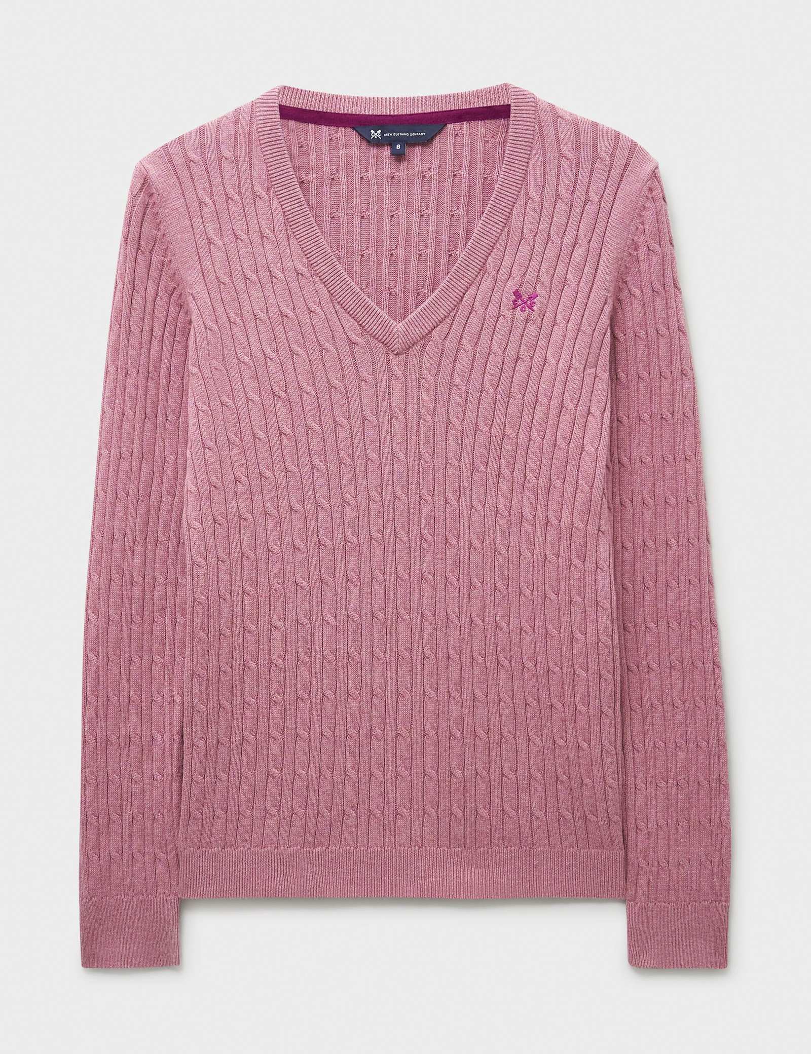 Cotton Rich Cable Knit V-Neck Jumper - image 2