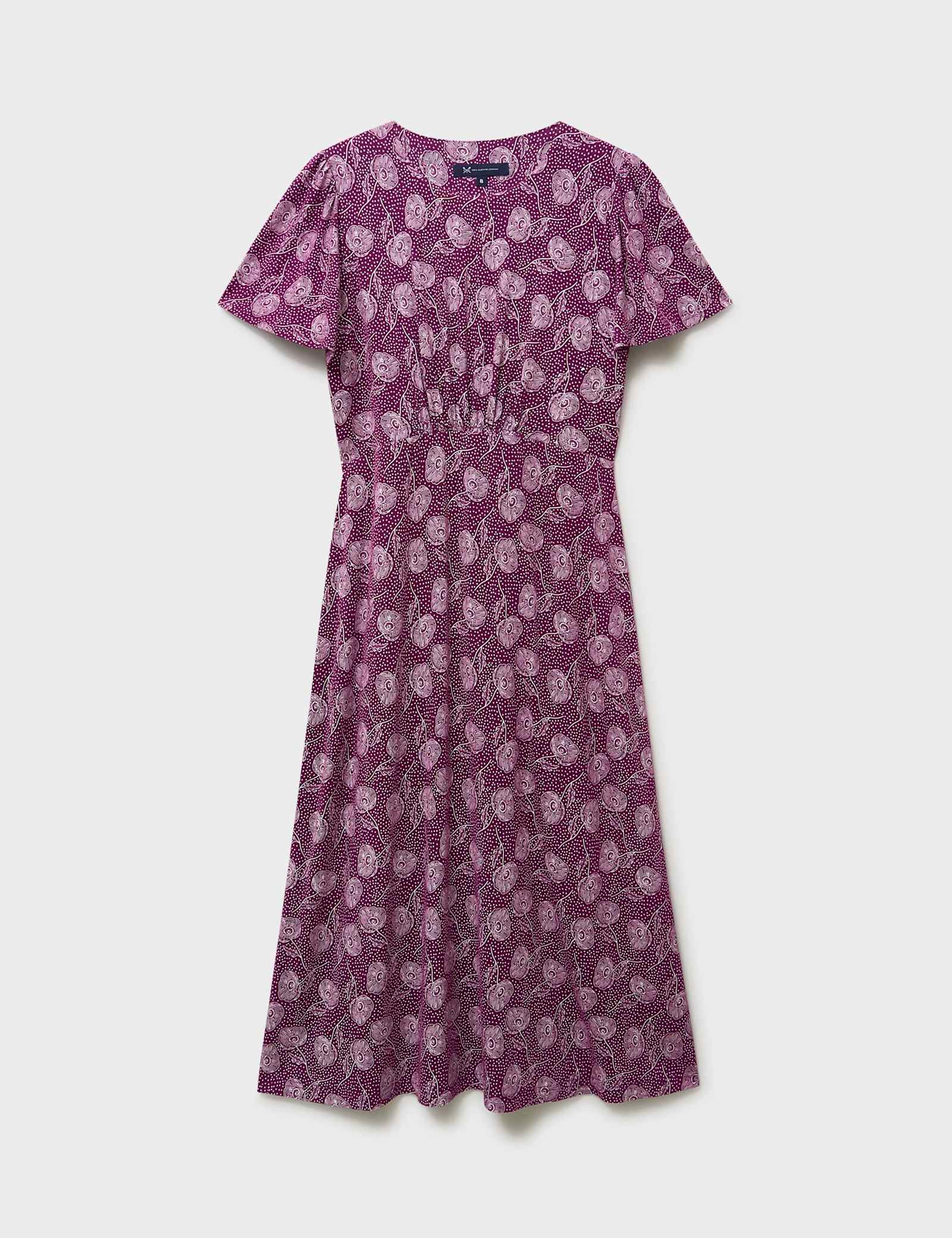 Jersey Floral Midi Waisted Dress - image 1