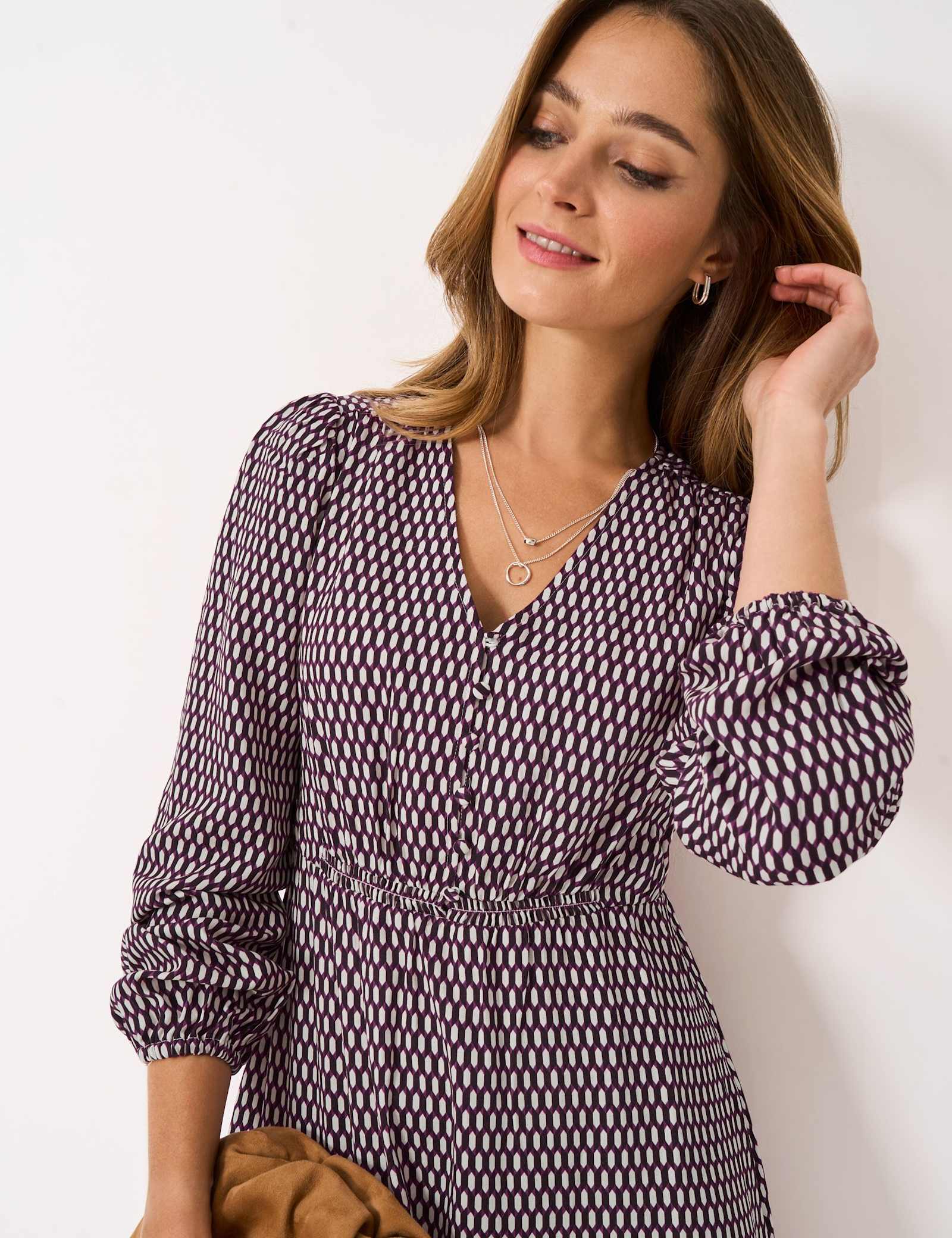 Printed V-Neck Midi Tea Dress - image 5