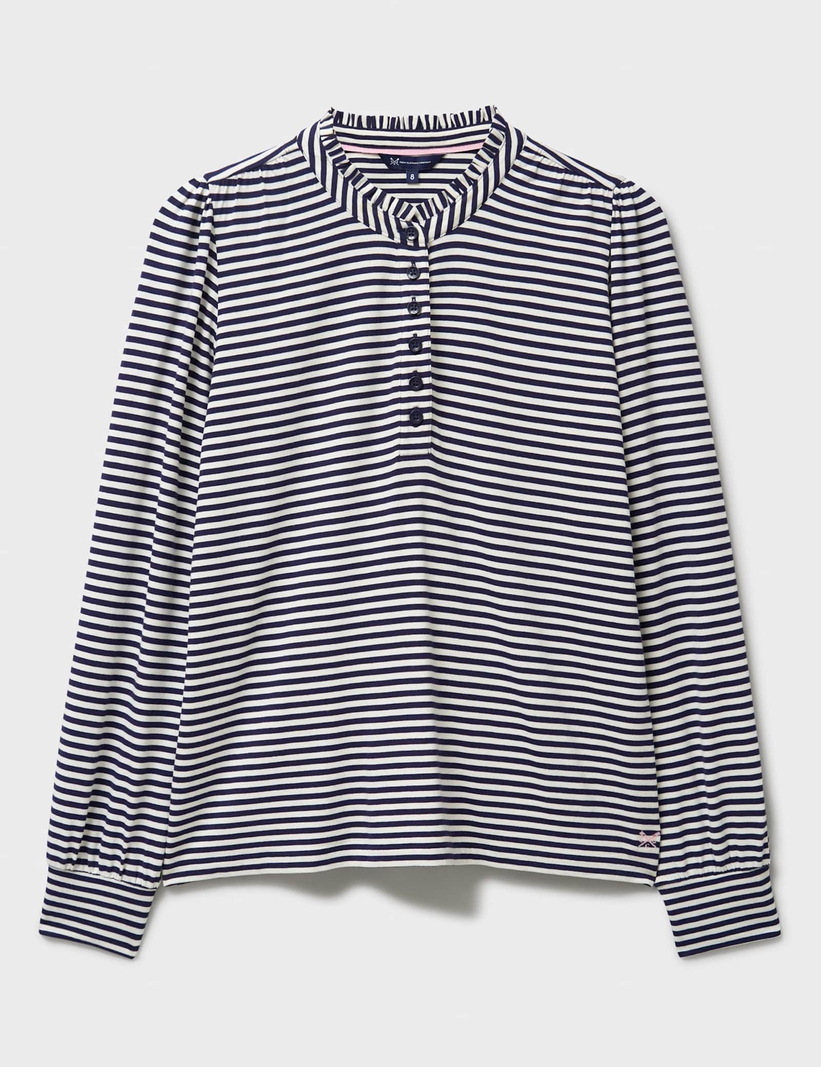 Jersey Striped Frill Neck Blouse - image 2