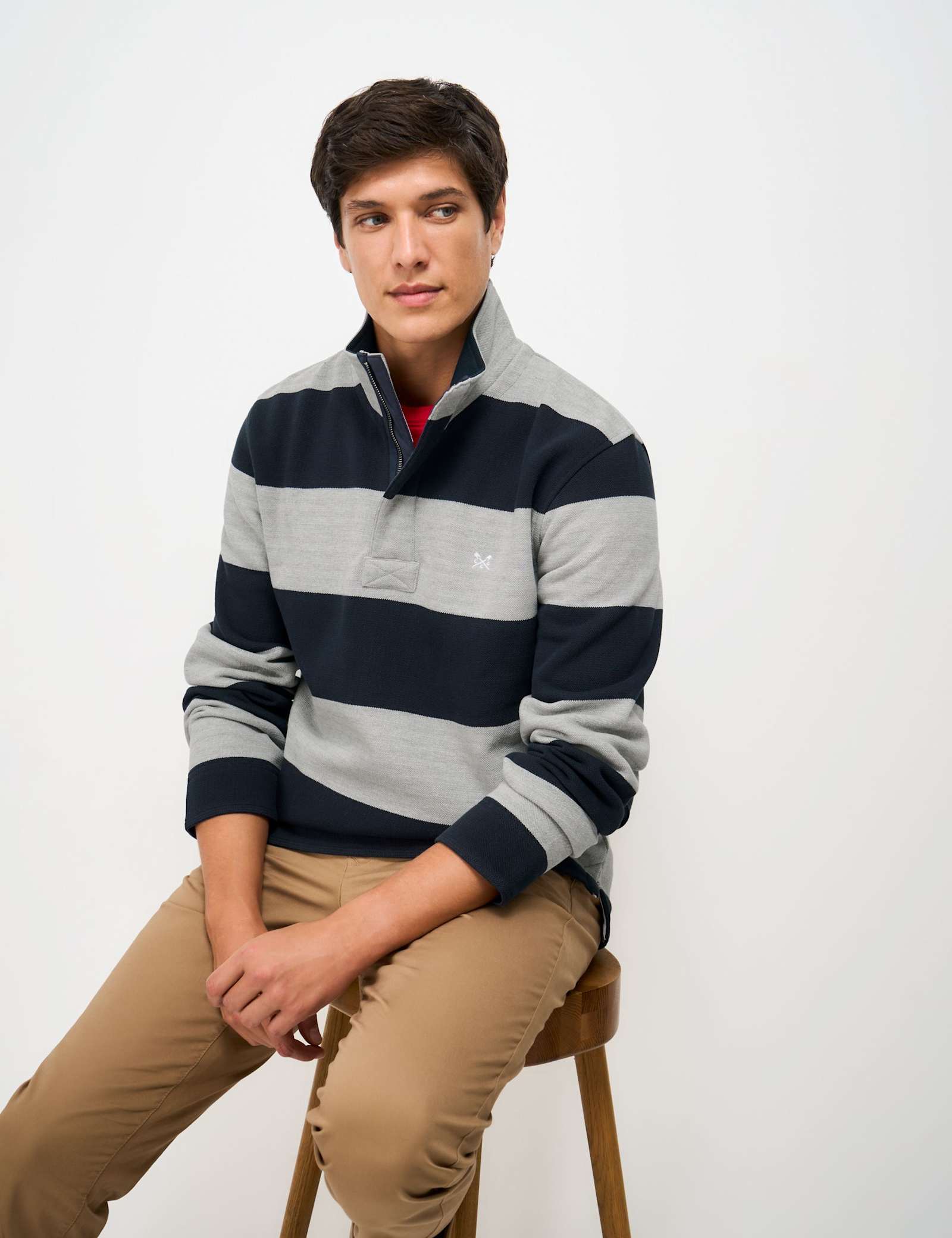 Cotton Rich Striped Half Zip Sweatshirt - image 2