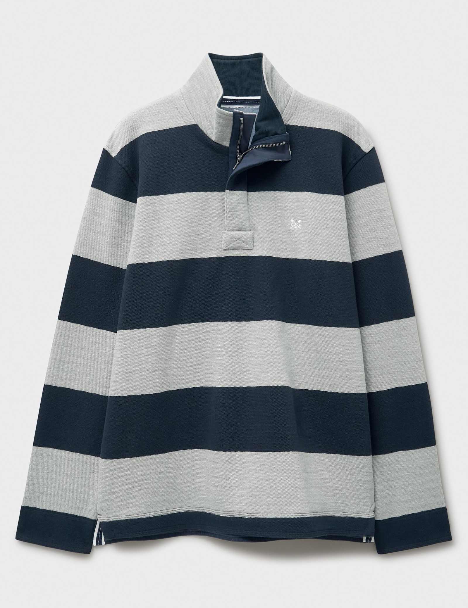 Cotton Rich Striped Half Zip Sweatshirt - image 1
