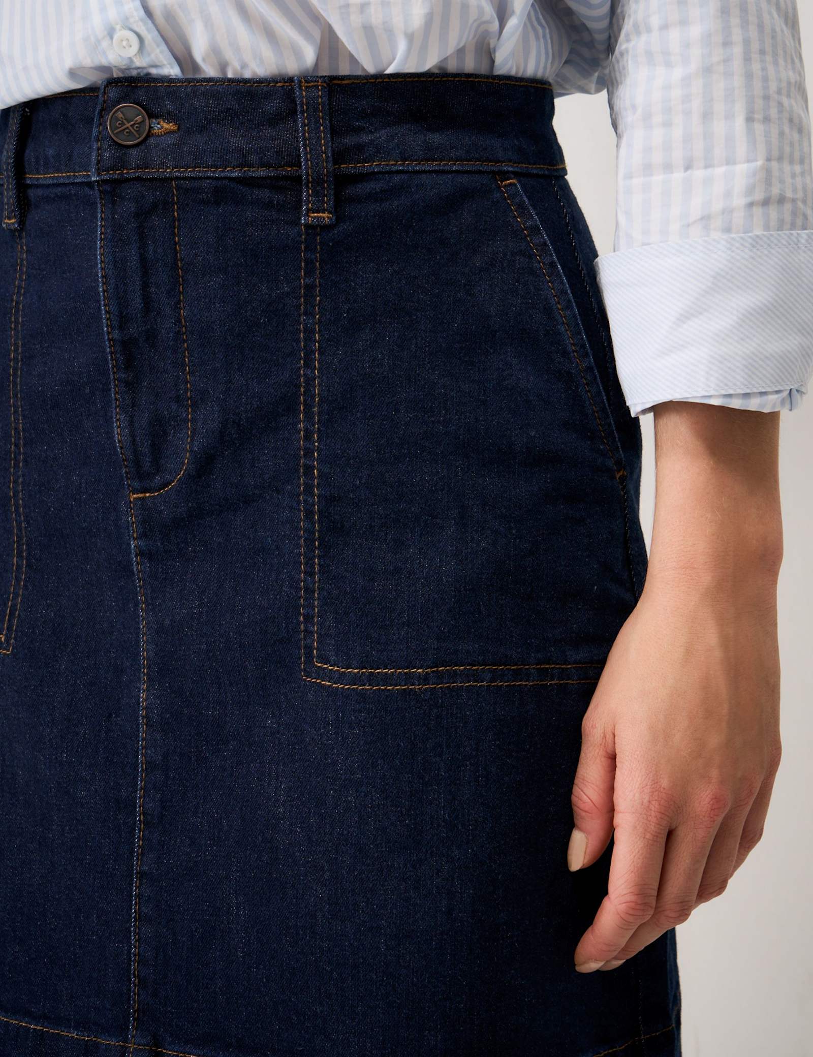 Denim Knee Length A-Line Skirt - image 5