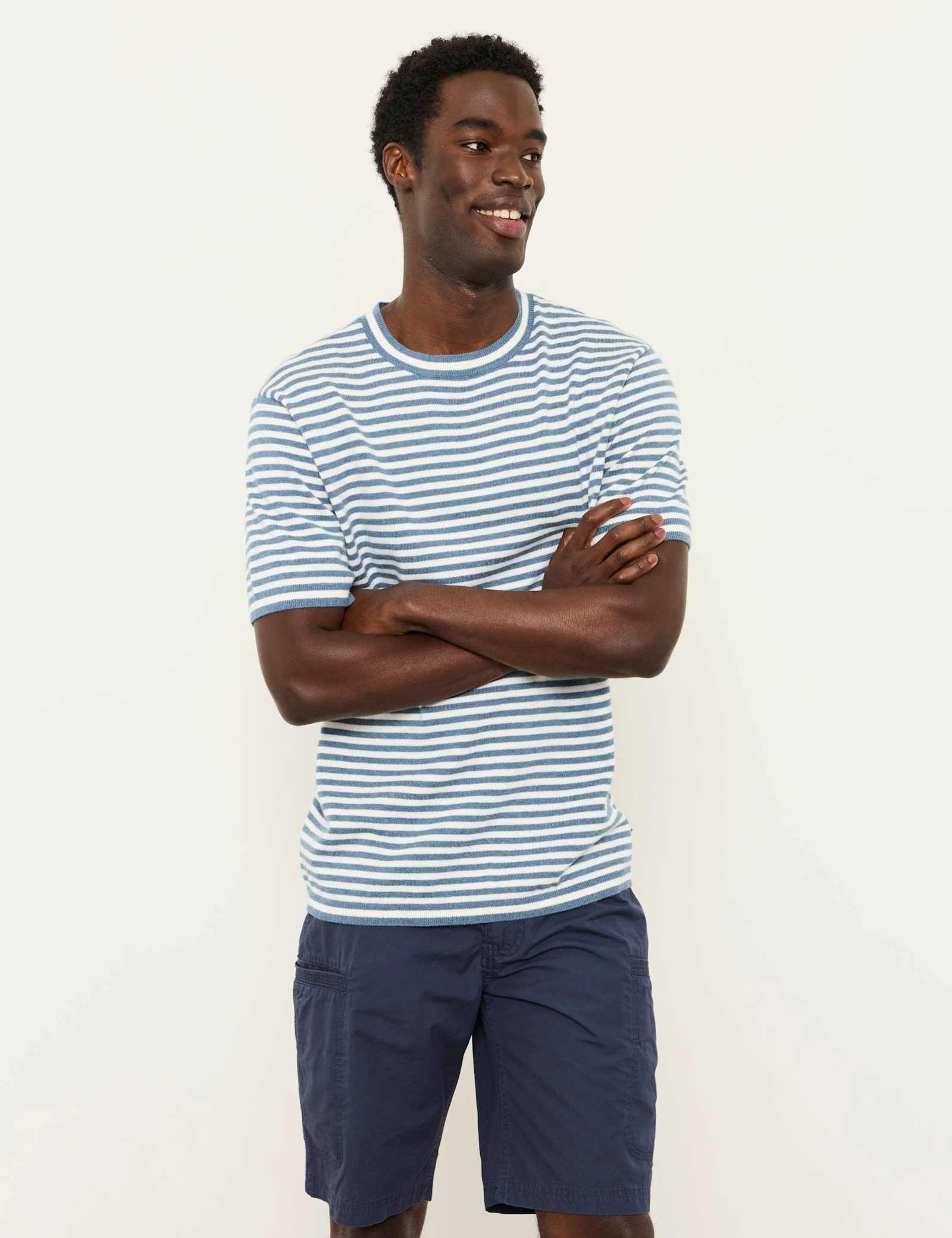Cotton Rich Striped Crew Neck T-Shirt - image 3