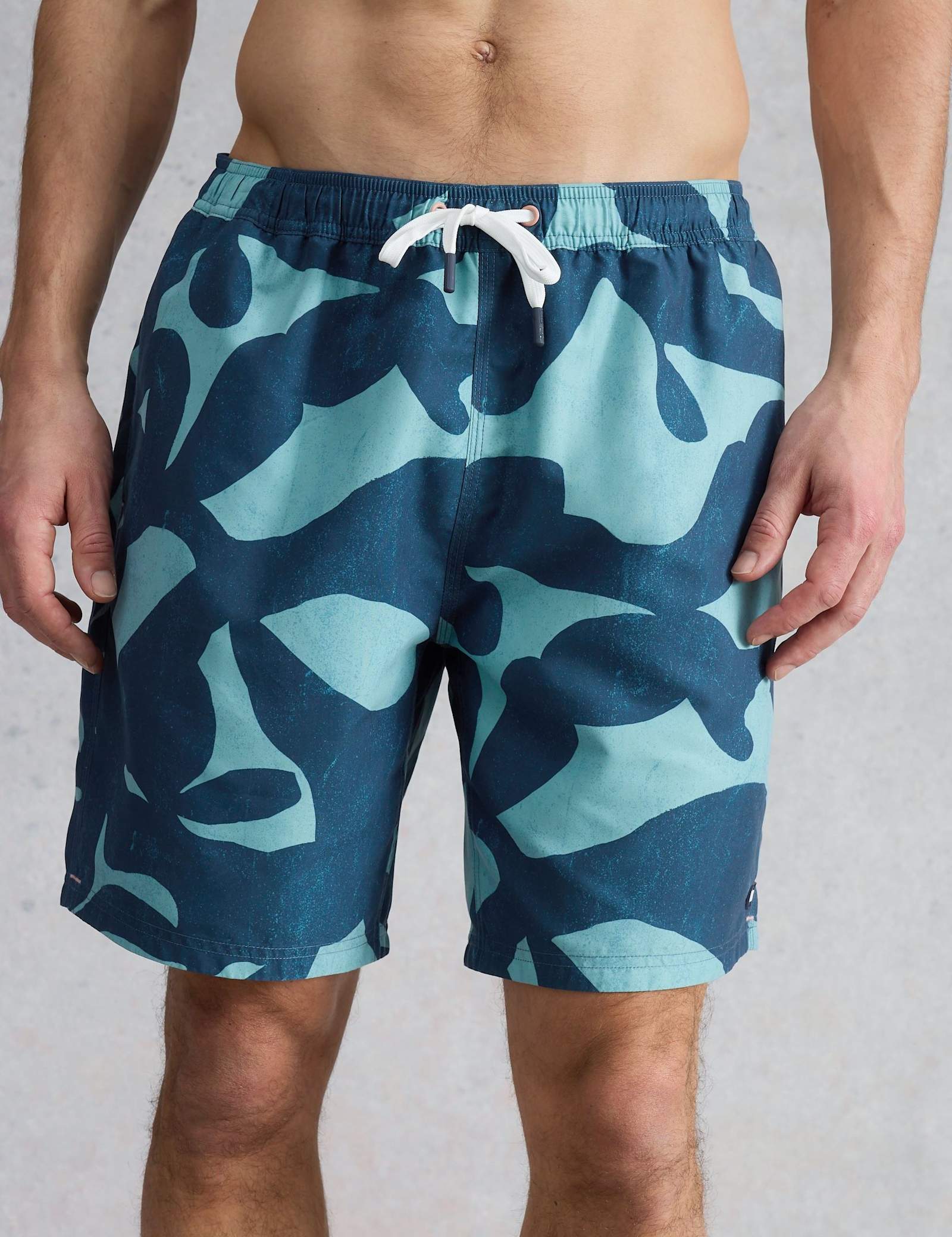 Pocketed Abstract Print Swim Shorts - image 3
