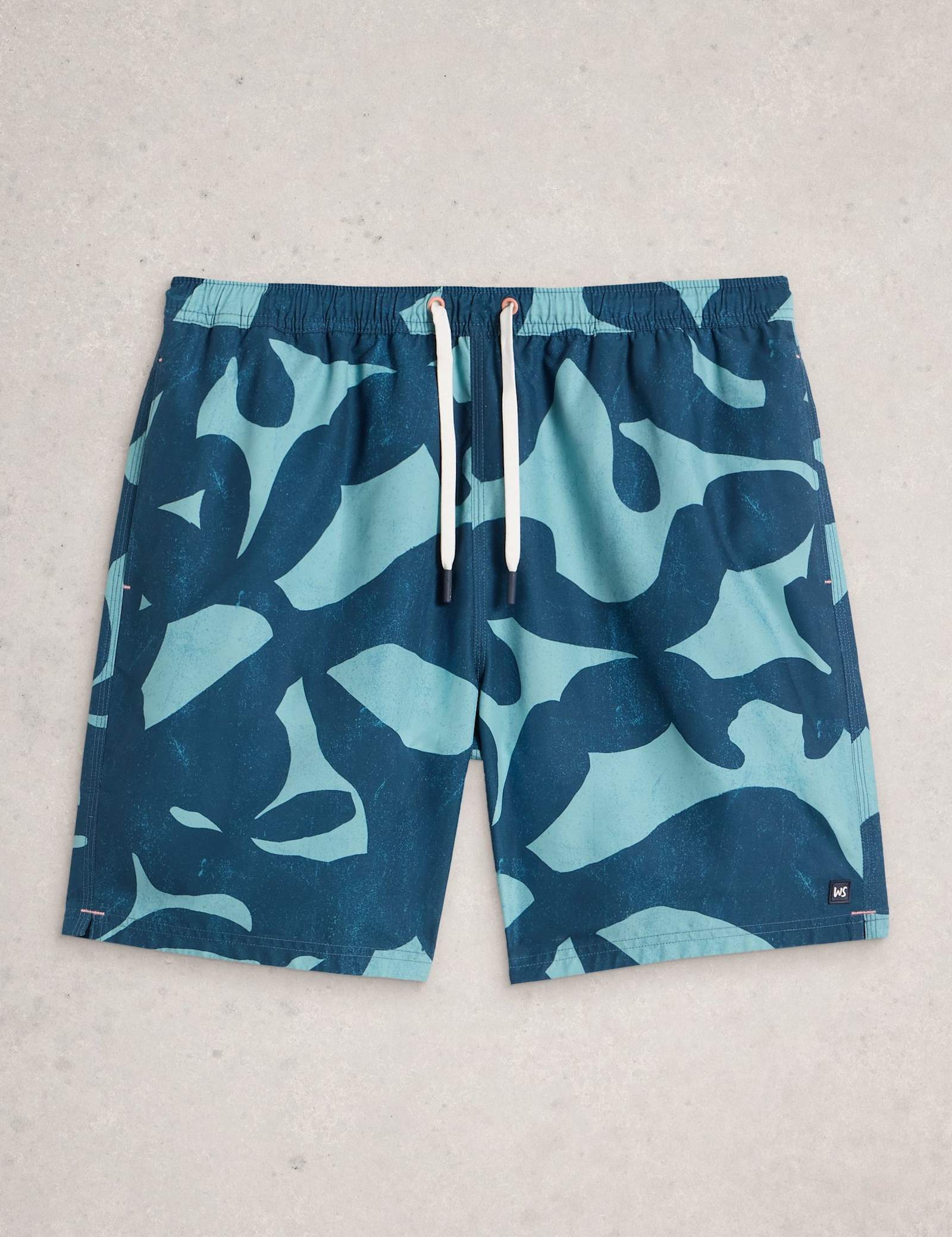 Pocketed Abstract Print Swim Shorts - image 1