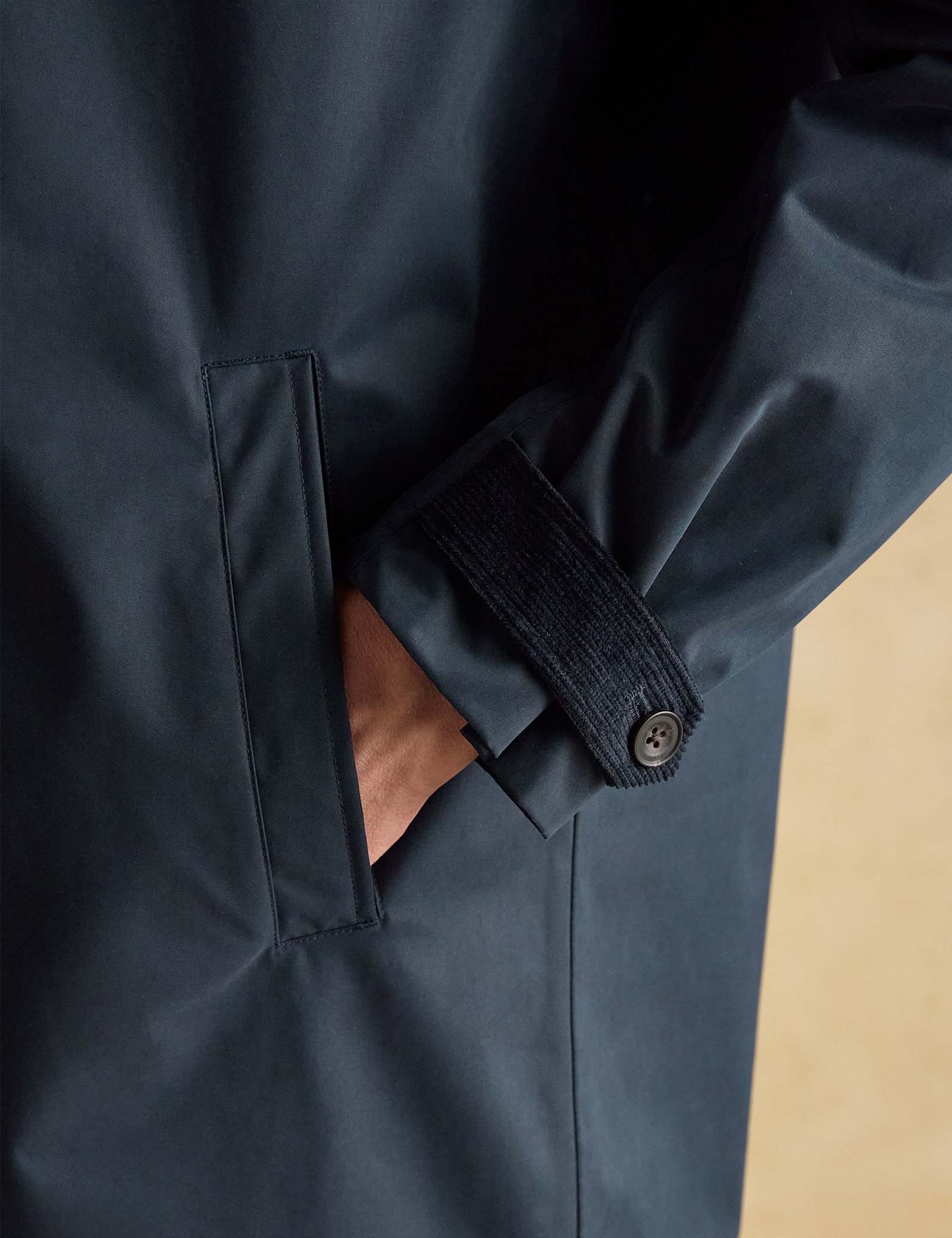 Cotton Blend Collared Waterproof Raincoat - image 4