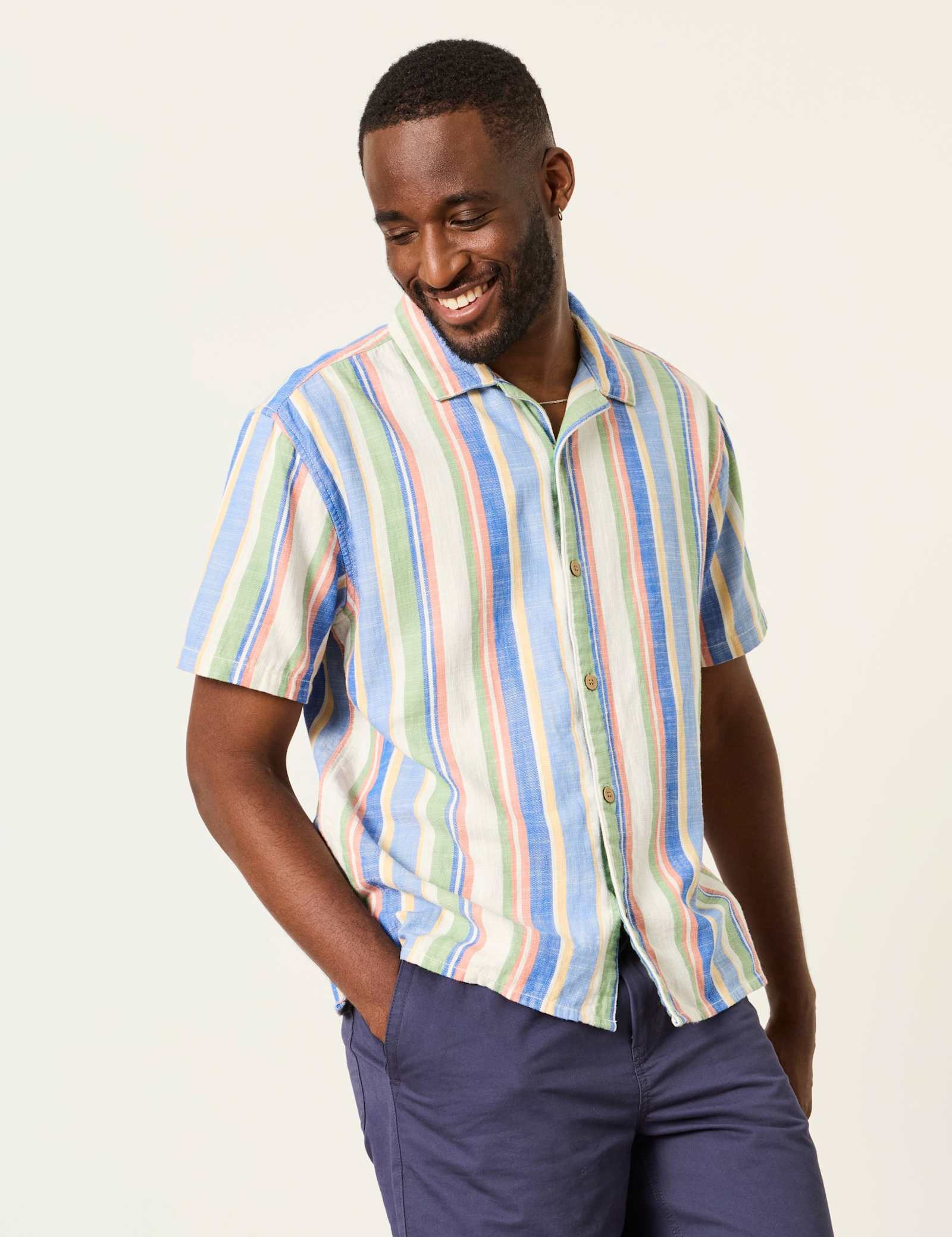 Pure Cotton Striped Short Sleeve Shirt - image 2
