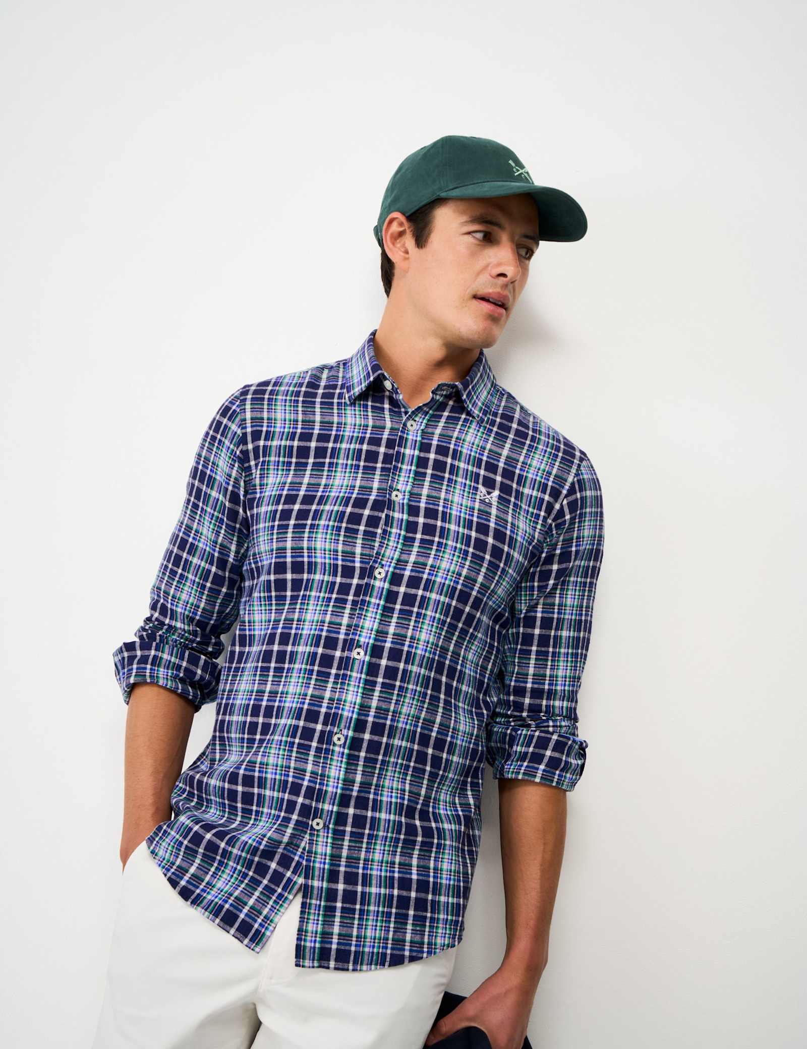 Regular Fit Linen and Cotton Checked Shirt - image 4