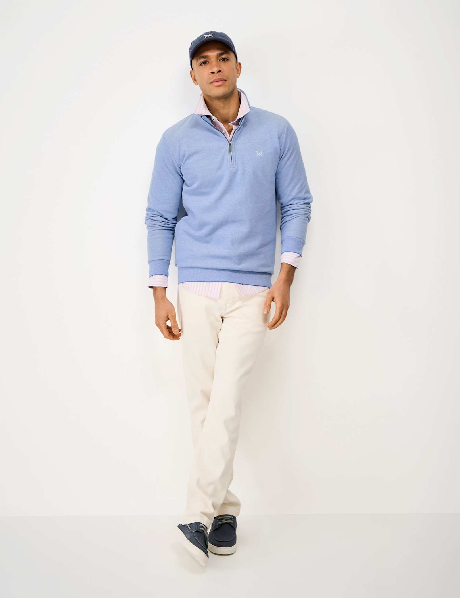 Pure Cotton Textured Half Zip Jumper - image 3