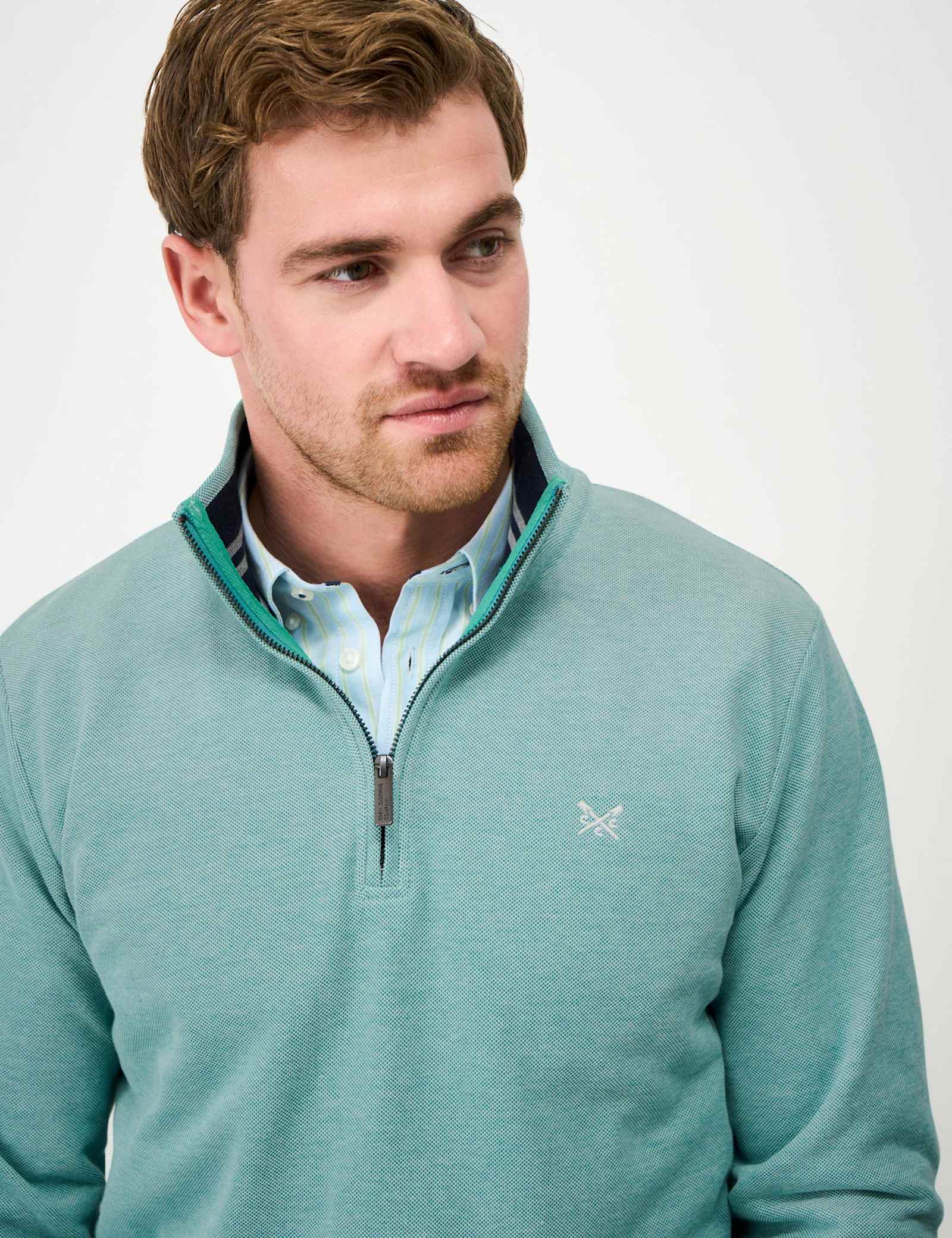 Pure Cotton Textured Half Zip Jumper - image 3