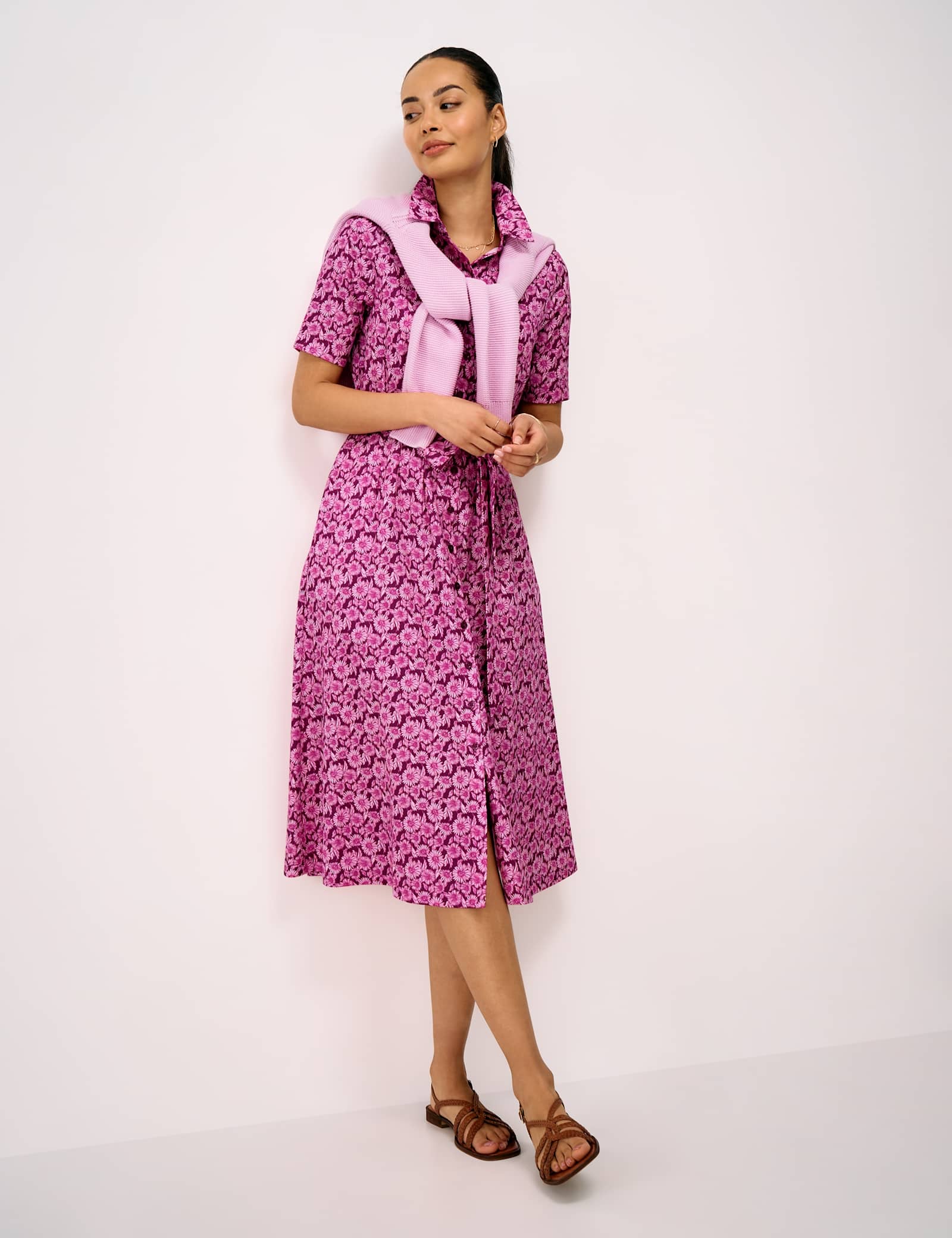 Lyocell Rich Floral Midi Shirt Dress - image 4
