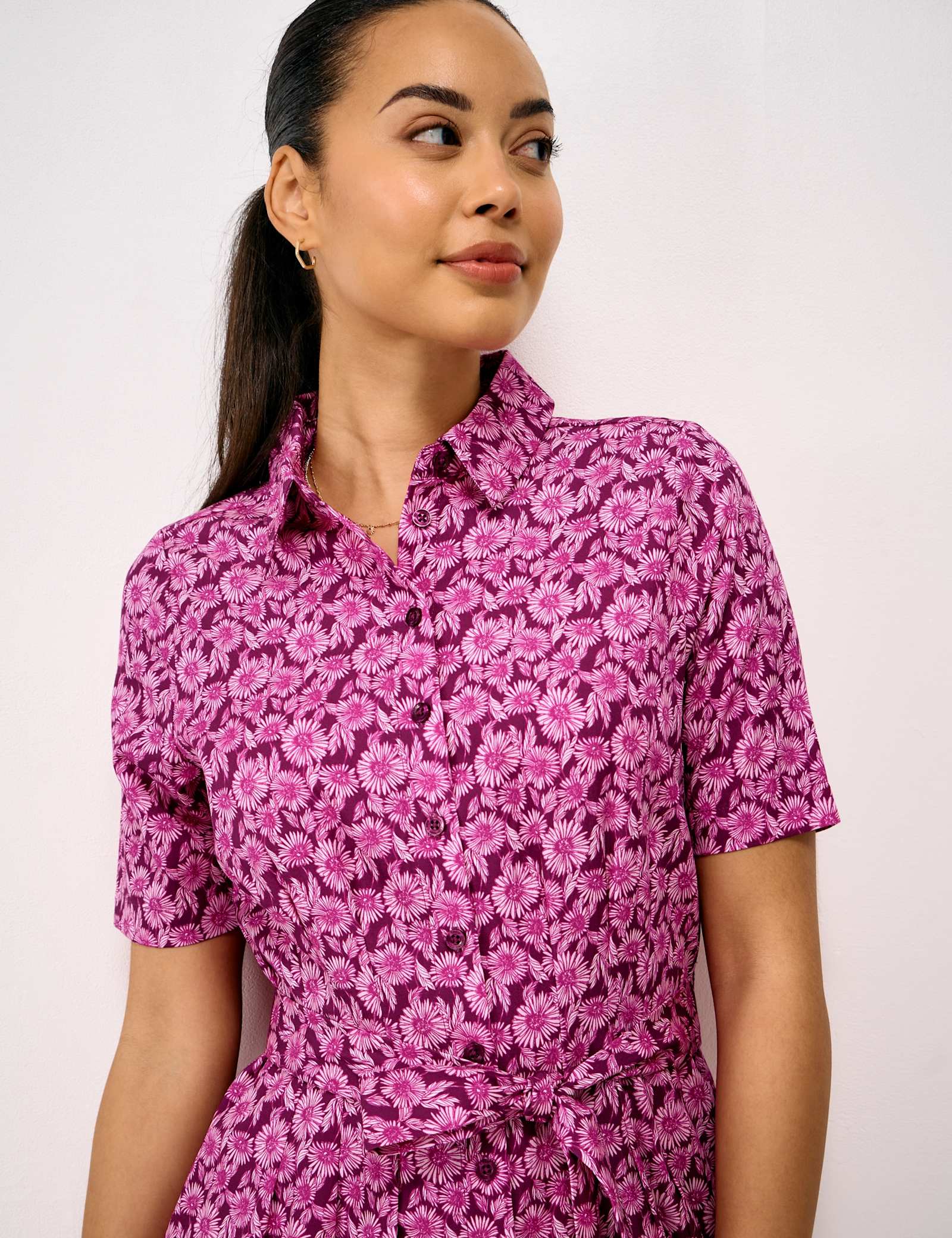 Lyocell Rich Floral Midi Shirt Dress - image 5