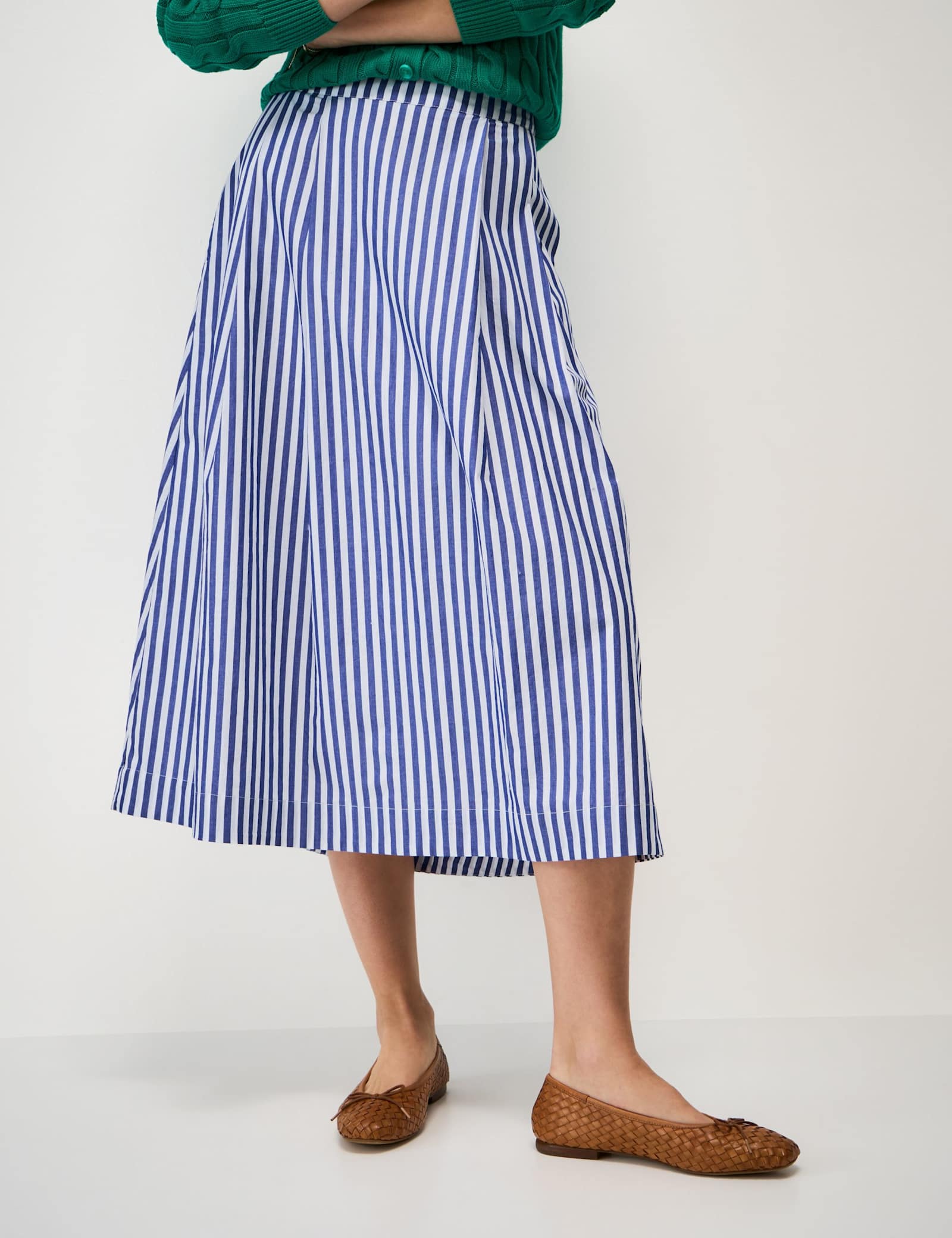 Pure Cotton Striped Midi A-Line Skirt - image 5