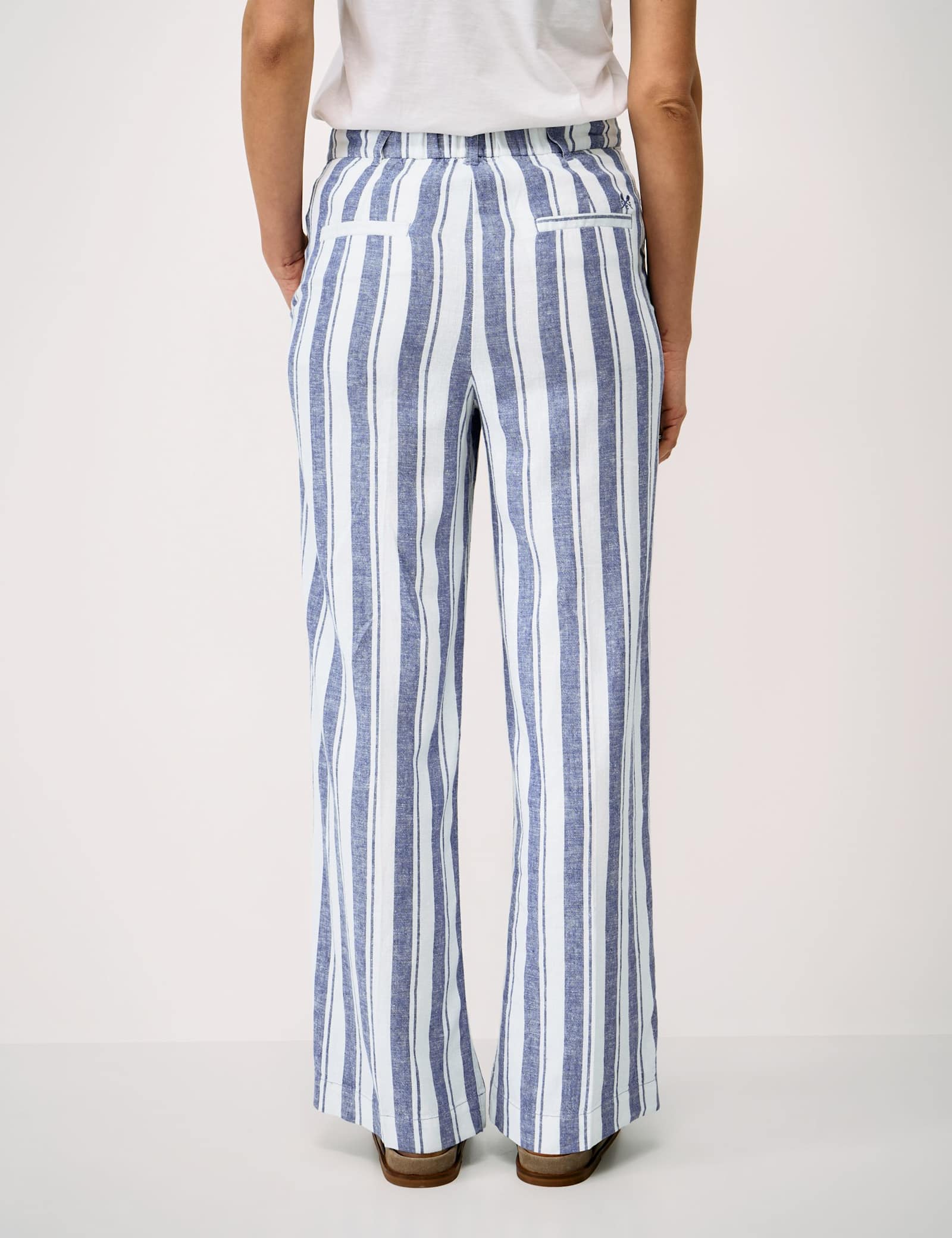 Linen Rich Striped Wide Leg Trousers - image 4