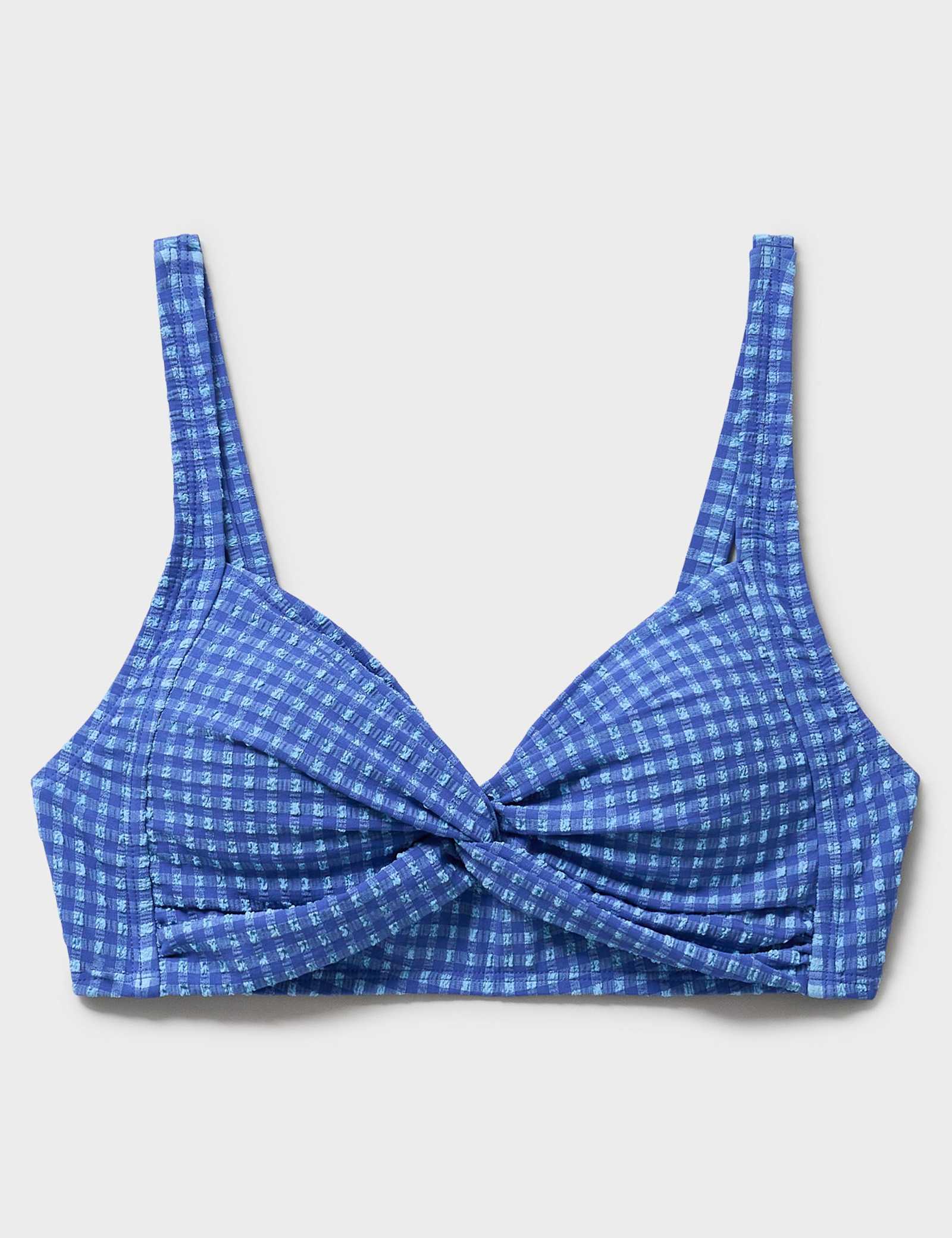 Checked Plunge Bikini Top - image 1