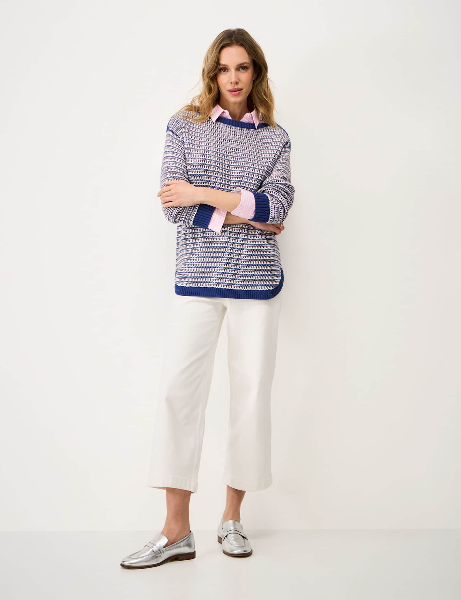 Pure Cotton Textured Striped Jumper - image 2