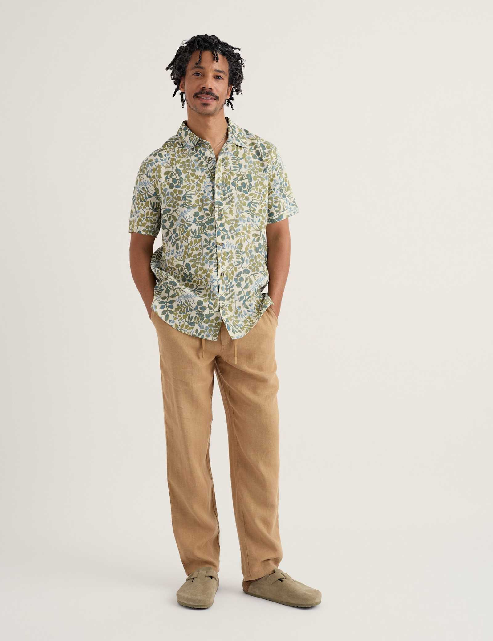 Regular Fit Pure Linen Floral Short Sleeve Shirt - image 2
