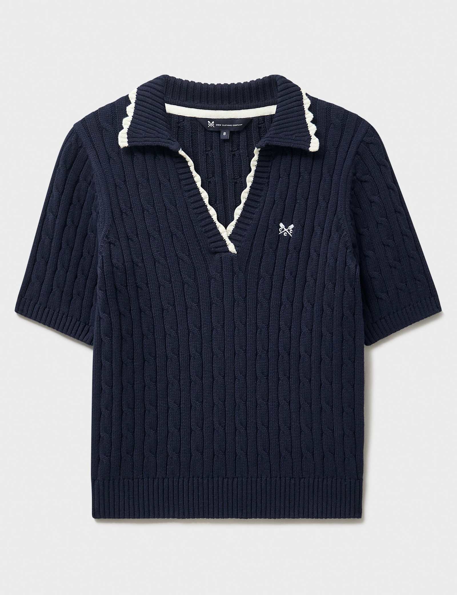 Pure Cotton Cable Collared Knitted Top - image 2