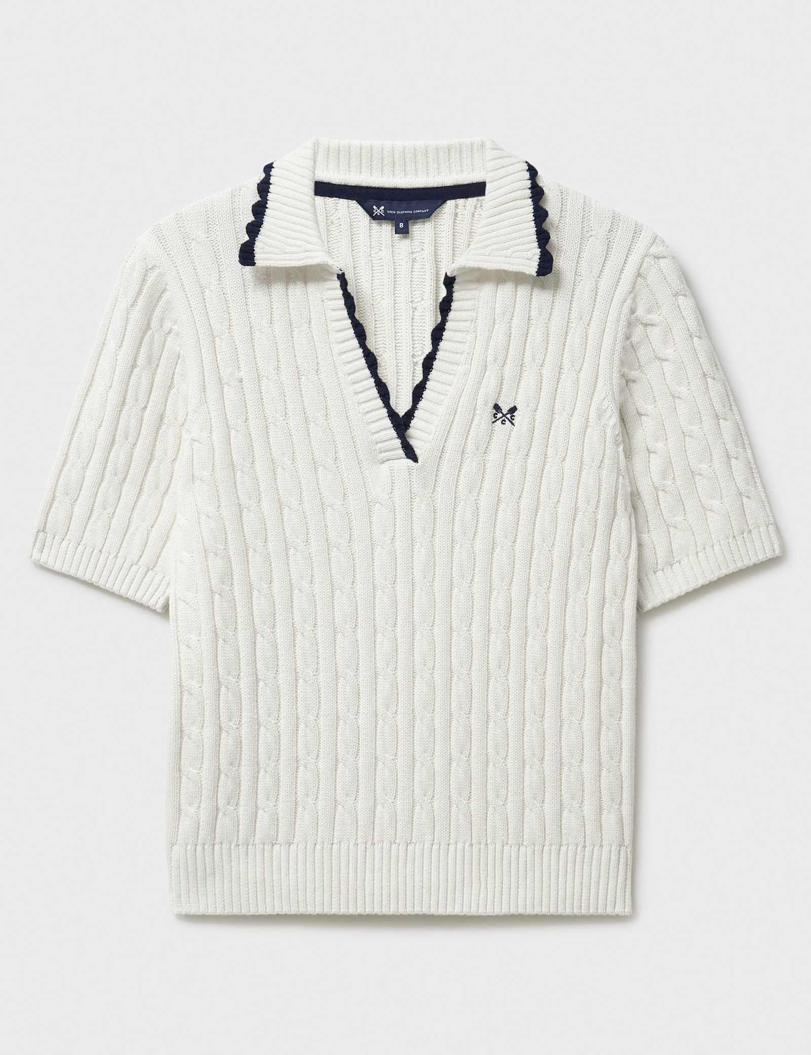 Pure Cotton Cable Collared Knitted Top - image 1