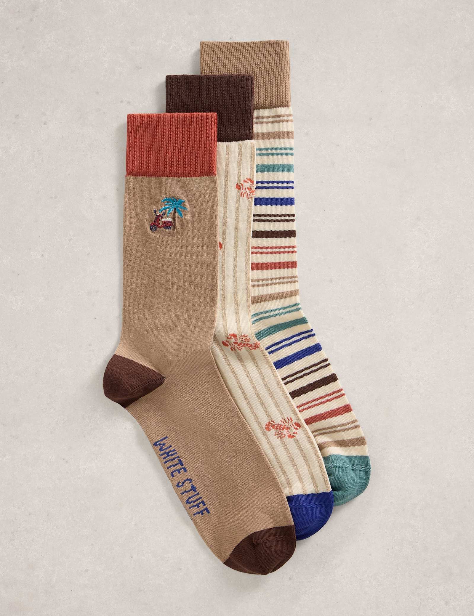 3 Pack Striped & Lobster Cotton Rich Socks - image 1